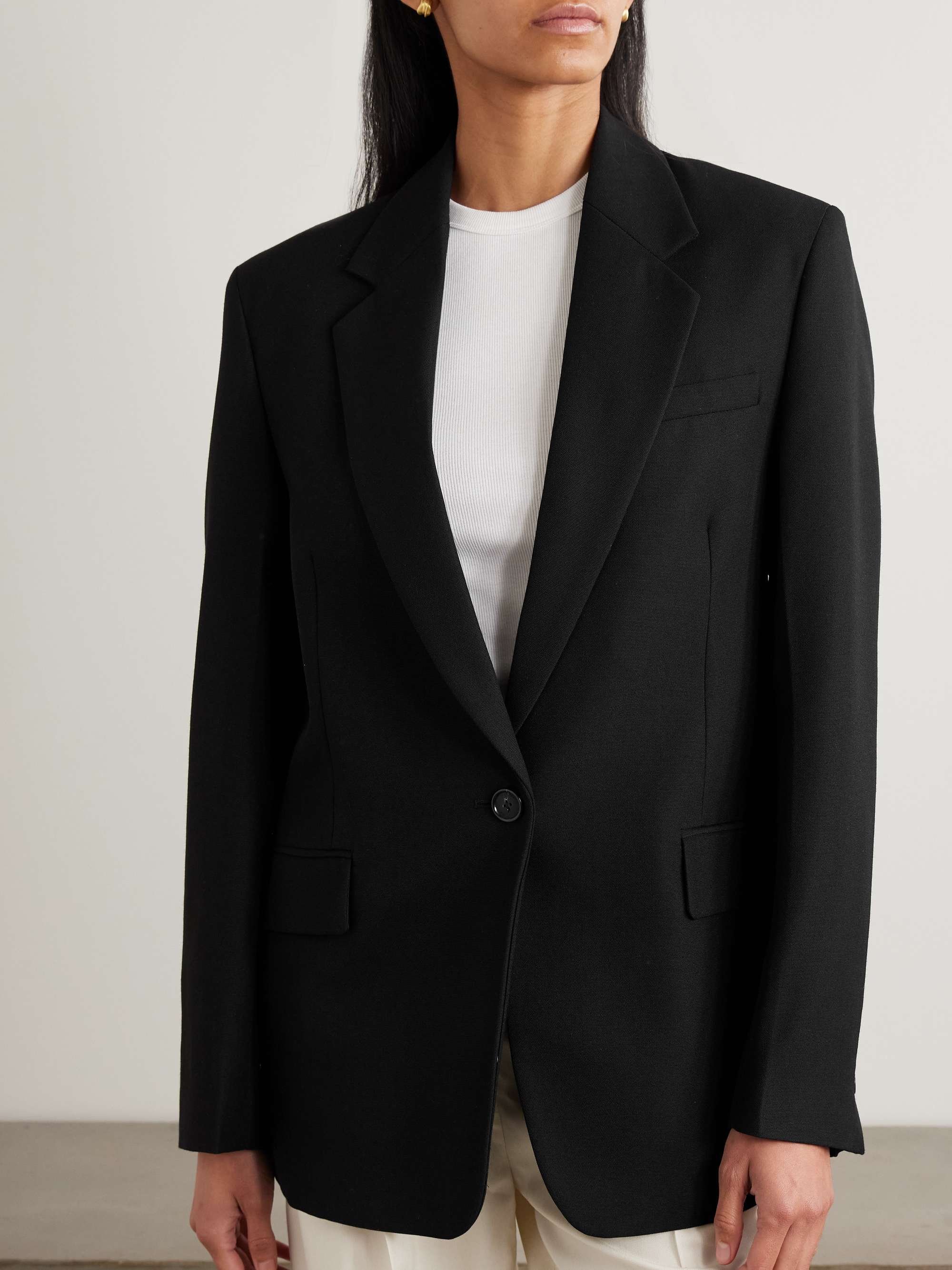 Oversized recycled grain de poudre blazer view
