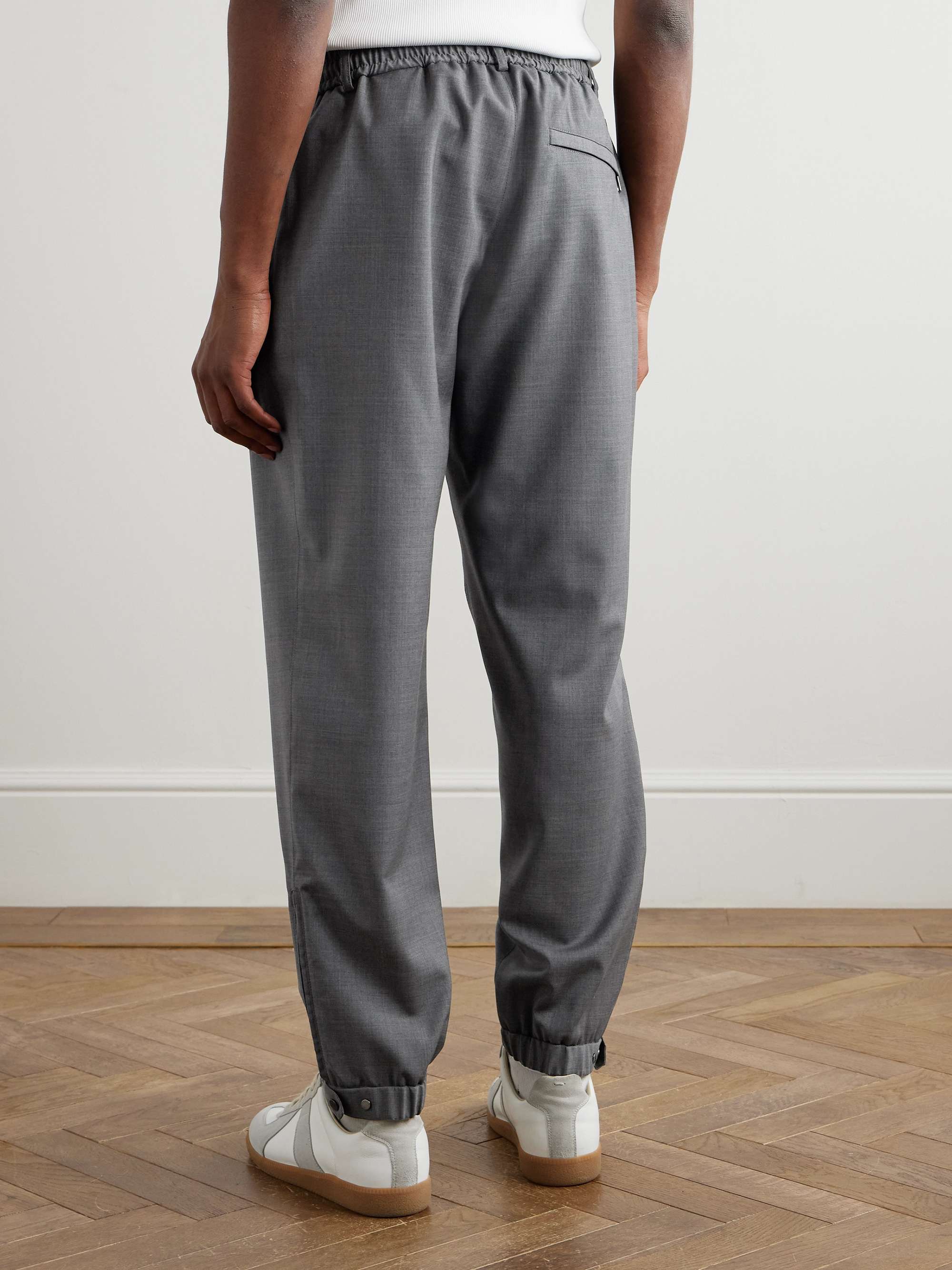Tapered Logo-Appliquéd Wool Trousers view