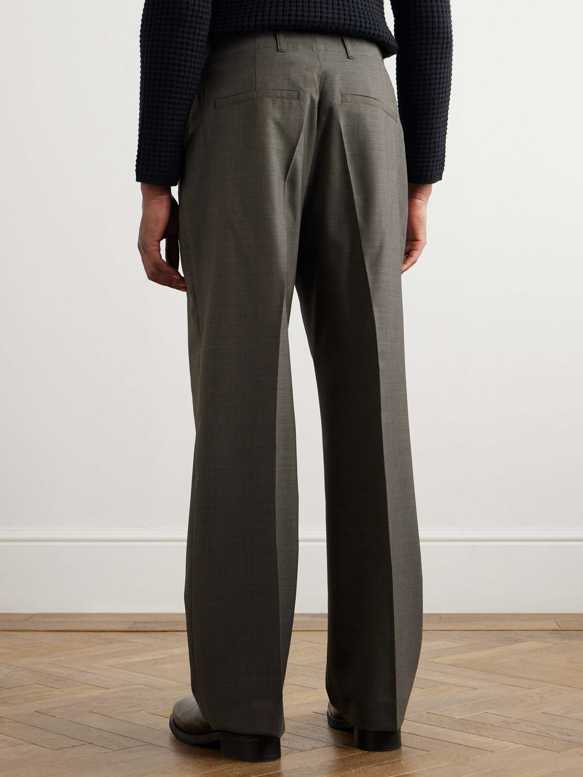 Borrowed Straight-Leg Pleated Checked Wool Chinos view