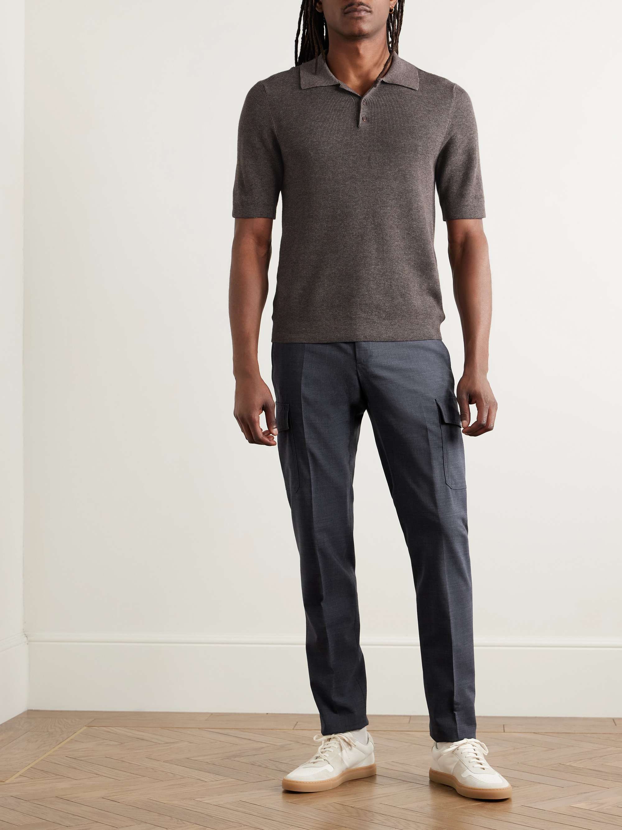 Zanone Slim-Fit Ribbed Cotton Polo Shirt view