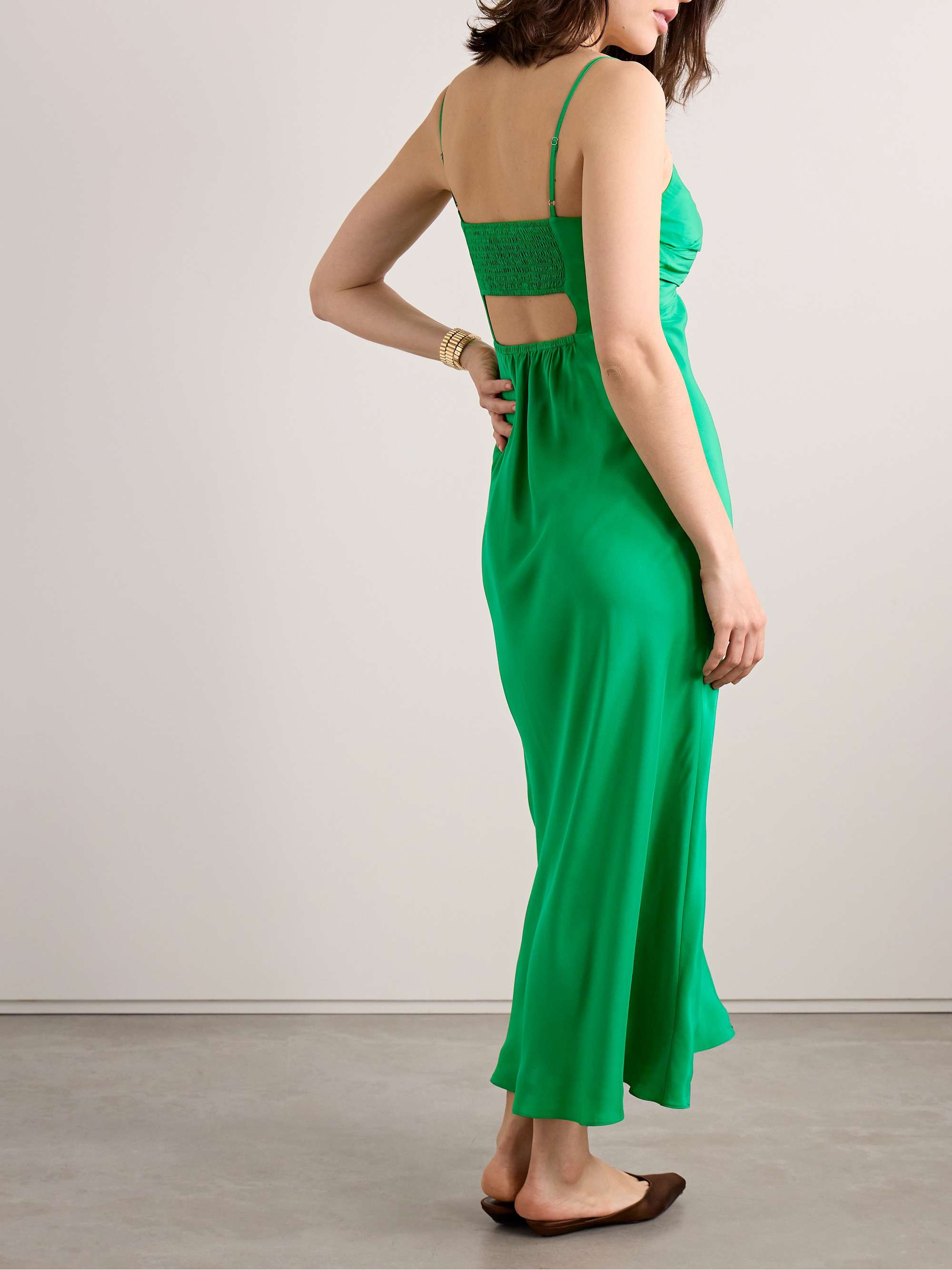 Twist-front cutout silk midi dress view