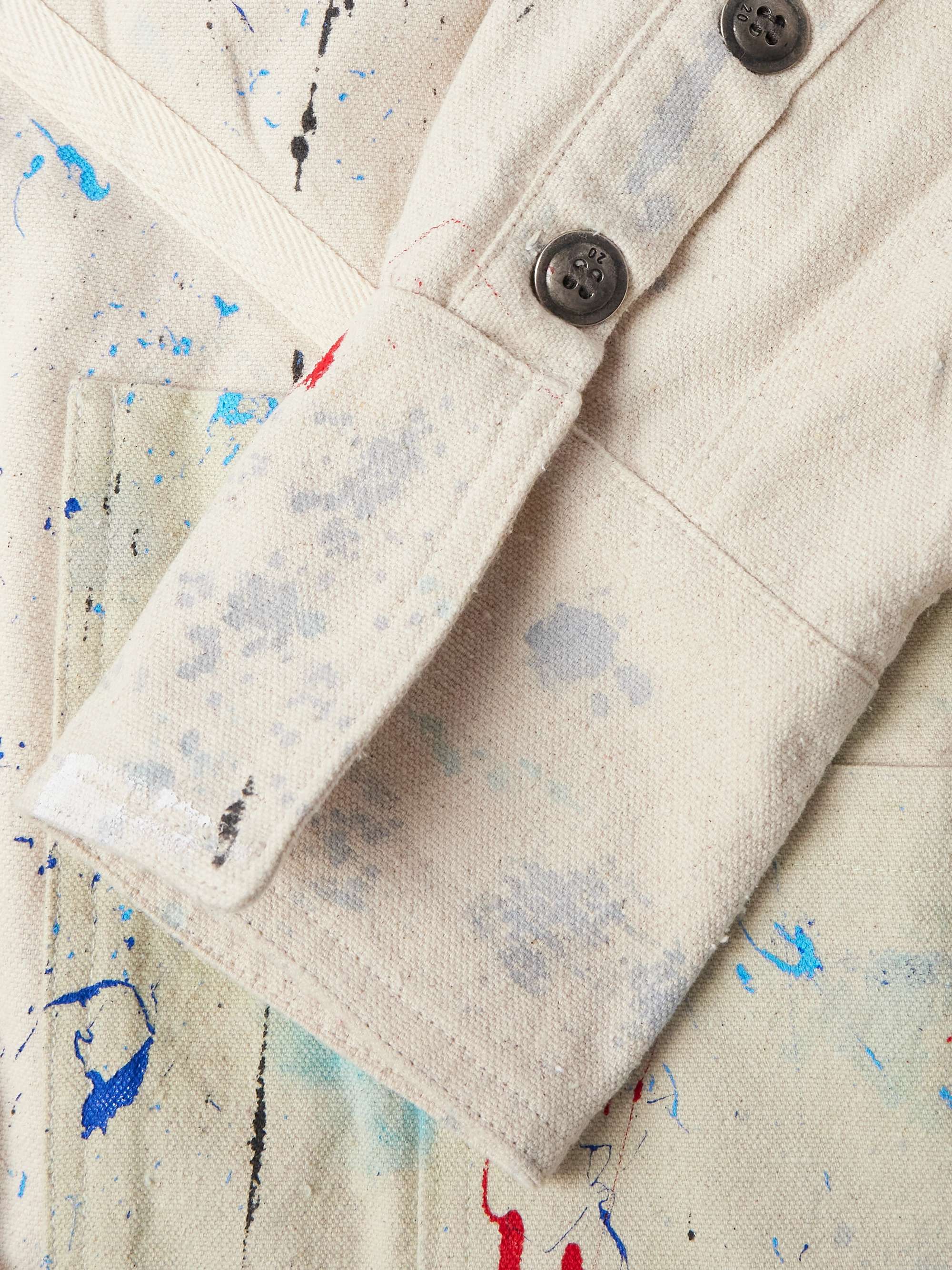 Shawl-Collar Paint-Splattered Cotton-Canvas Overshirt view