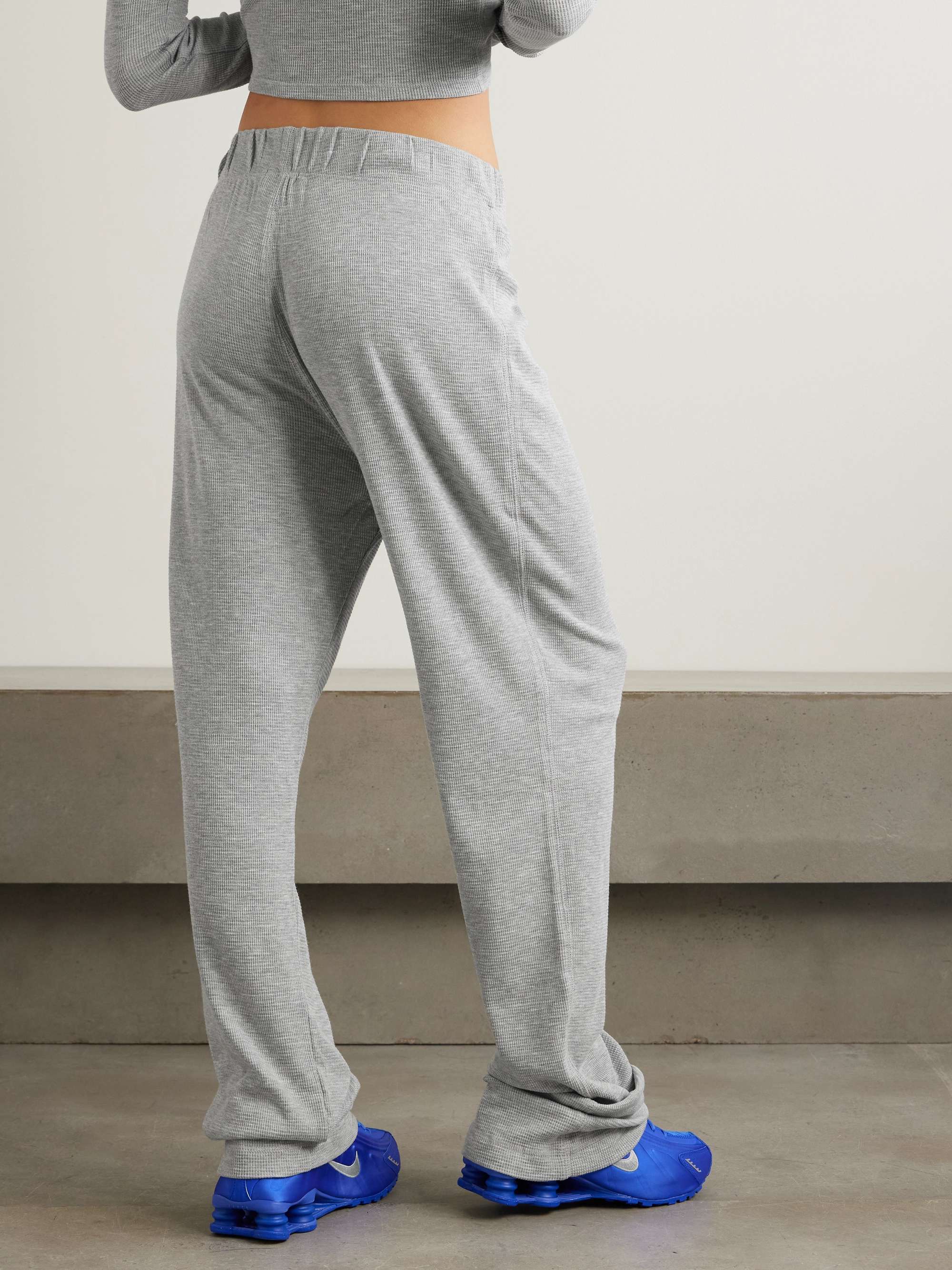 Waffle-knit jersey track pants view