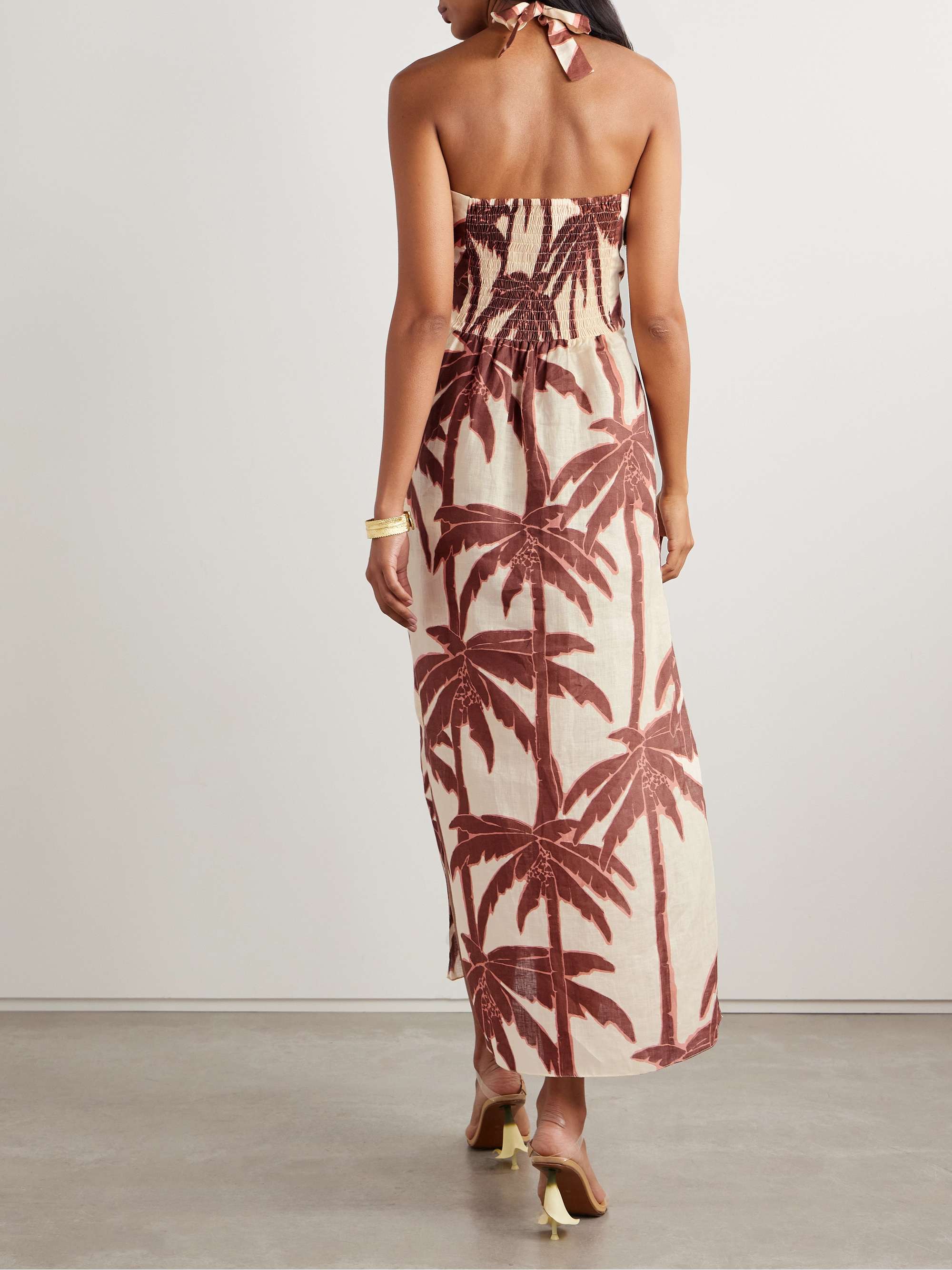 Water Adventure cutout printed linen halterneck midi dress view