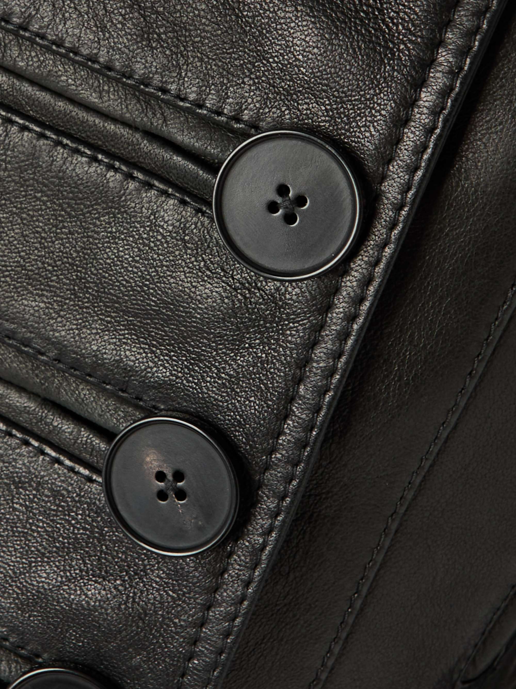 Paneled leather and ribbed cotton-blend jacket view