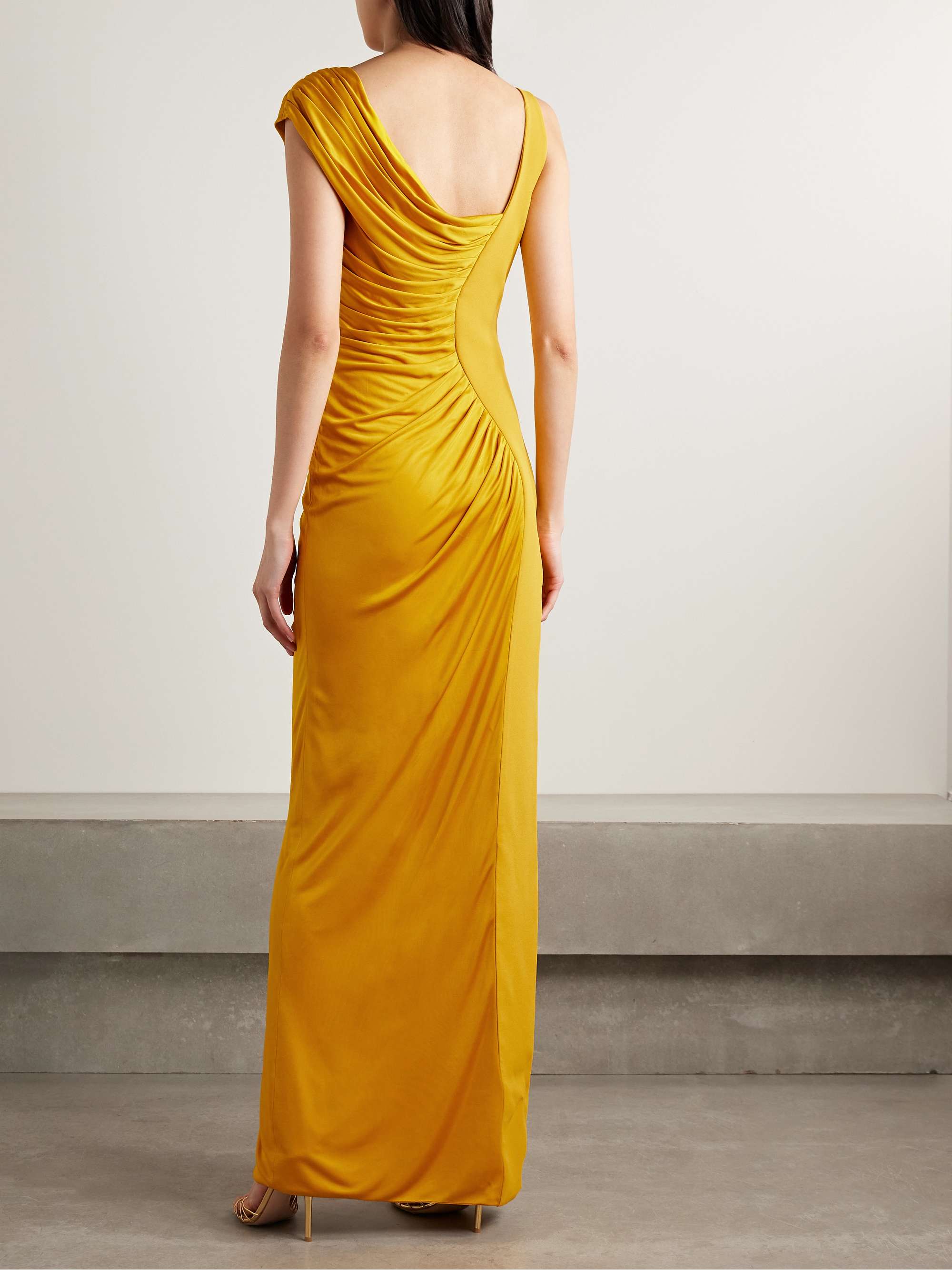 Embellished crepe and pleated satin gown view