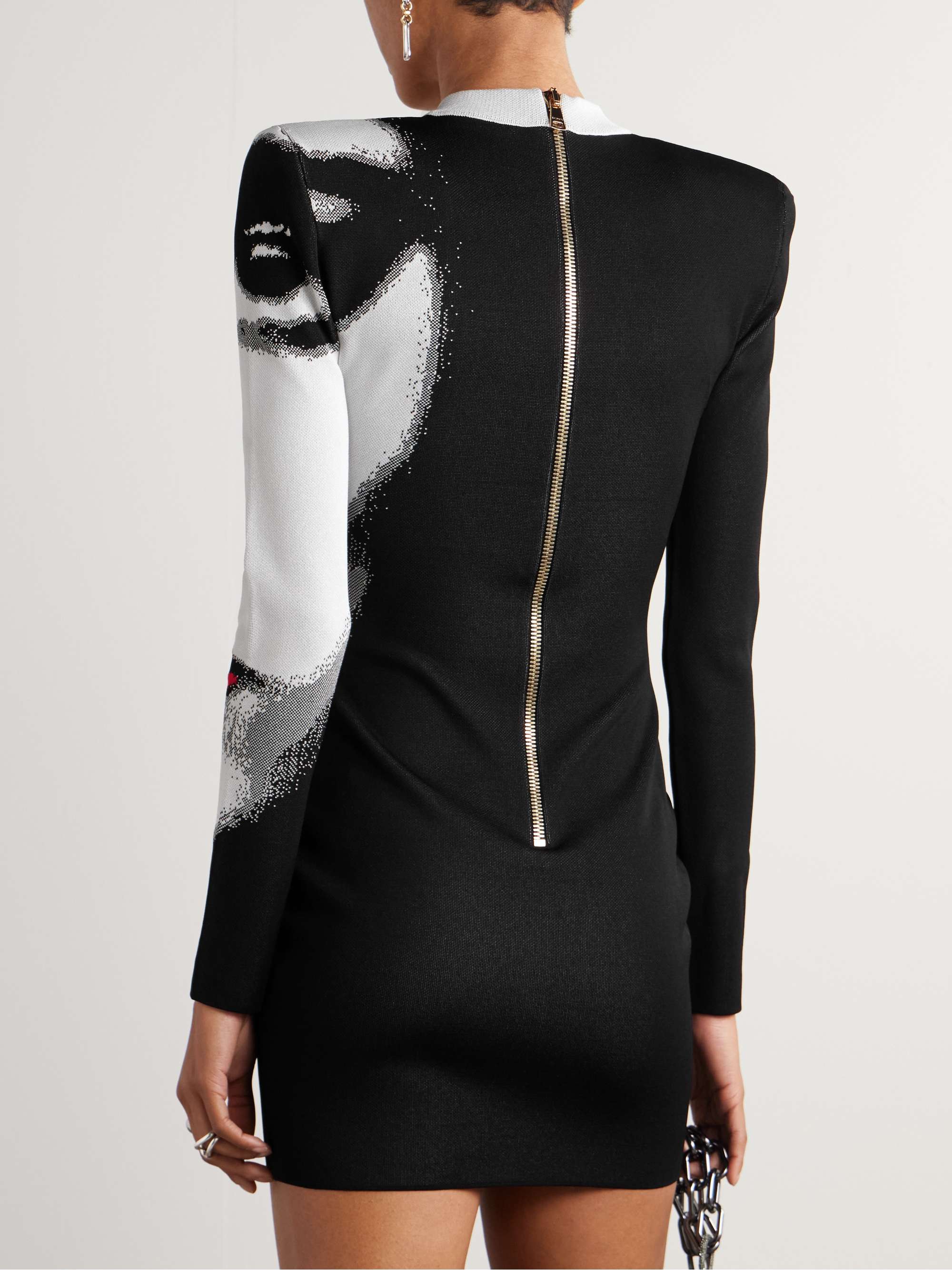 Printed jacquard-knit mini dress view