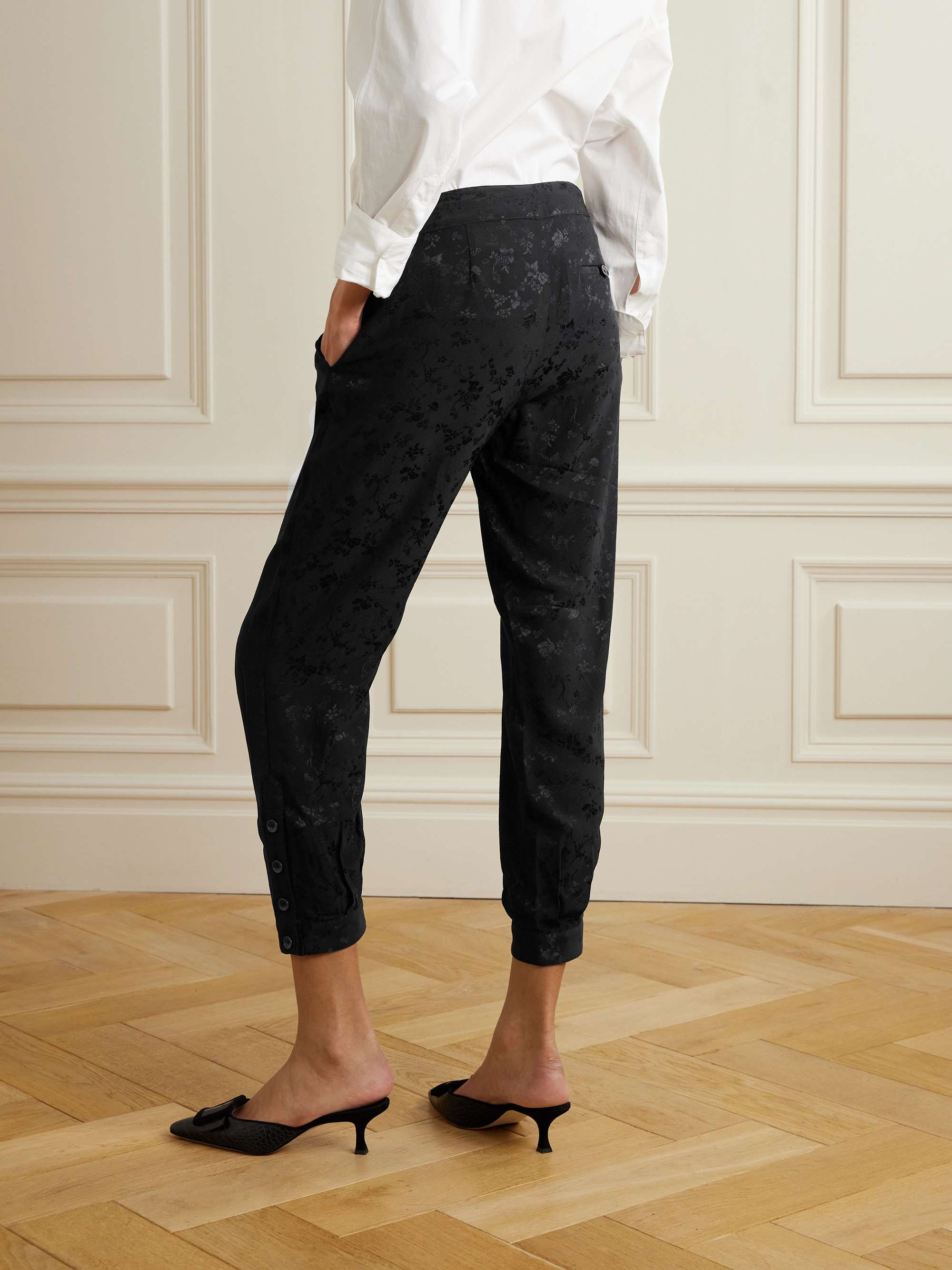 Gaucha cropped silk-jacquard straight-leg pants view