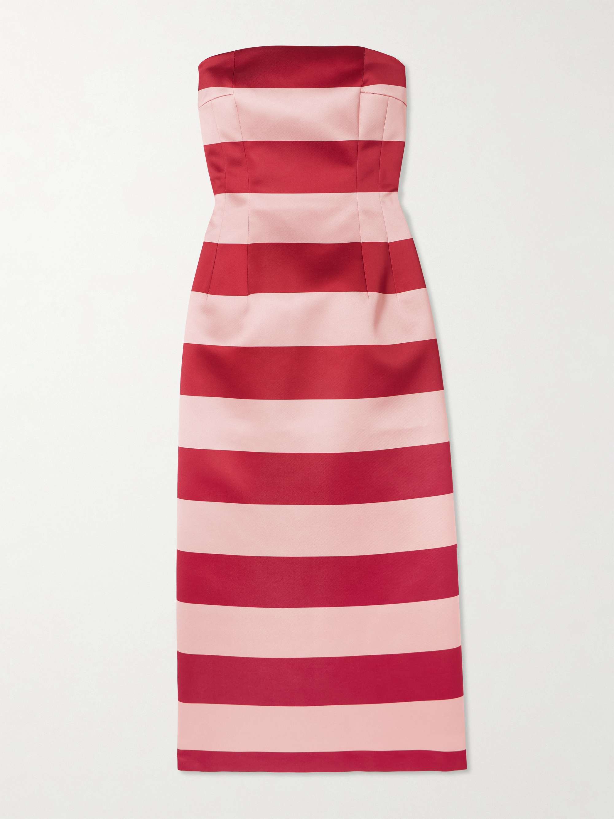 Leila strapless striped duchesse-satin midi dress view