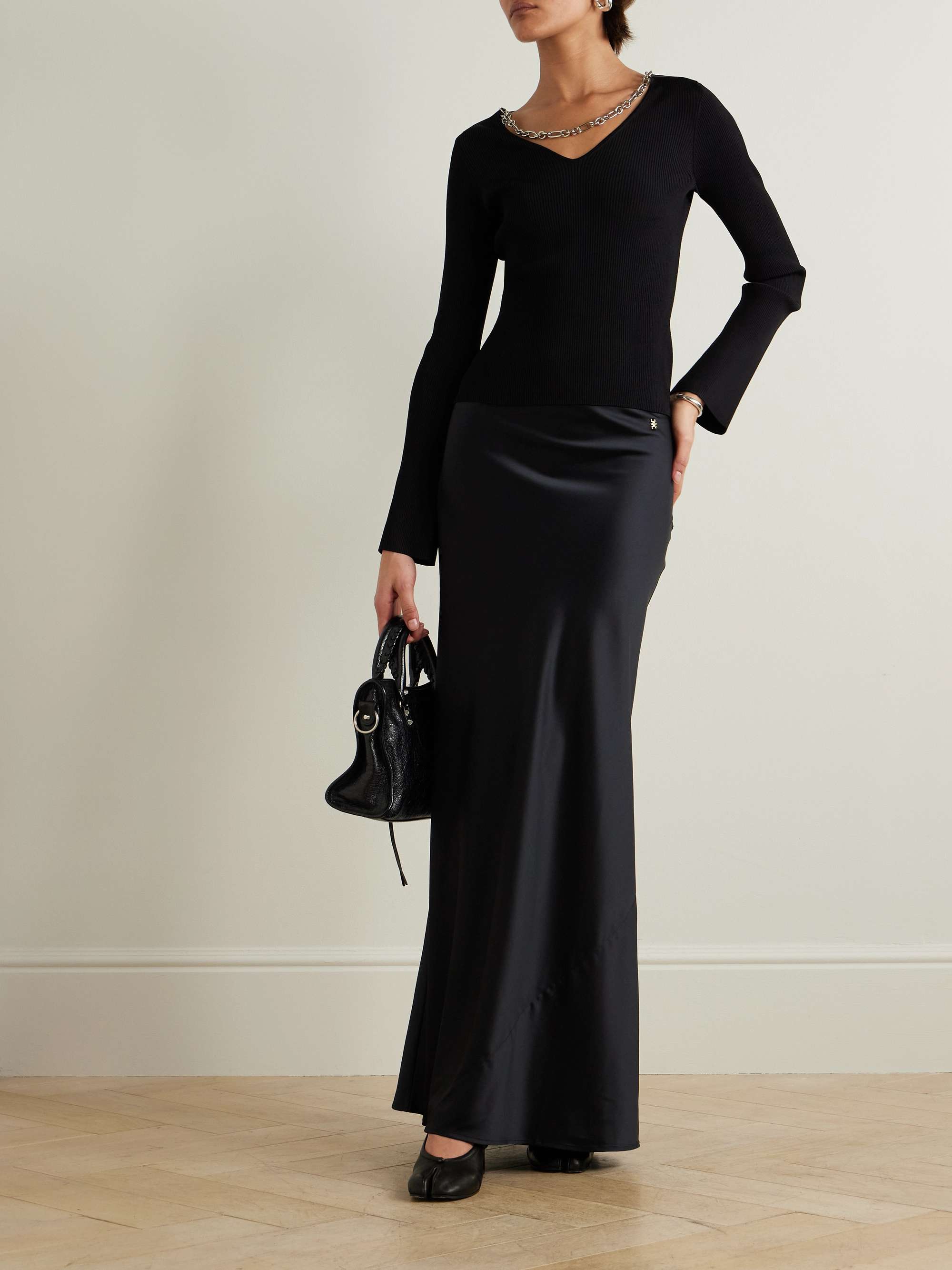 Bianca silk-satin maxi skirt view