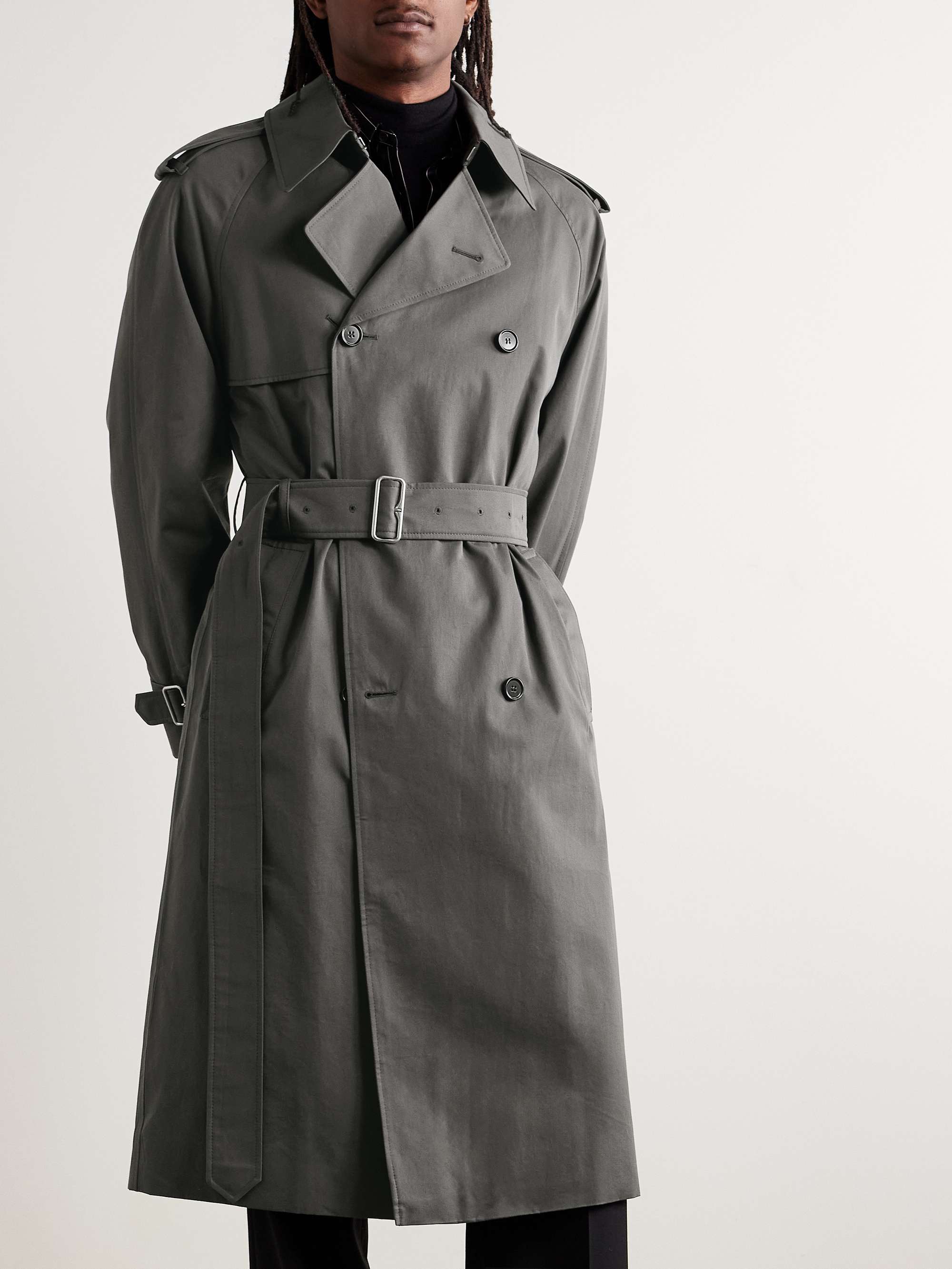 Double-Breasted Belted Cotton-Gabardine Trench Coat view