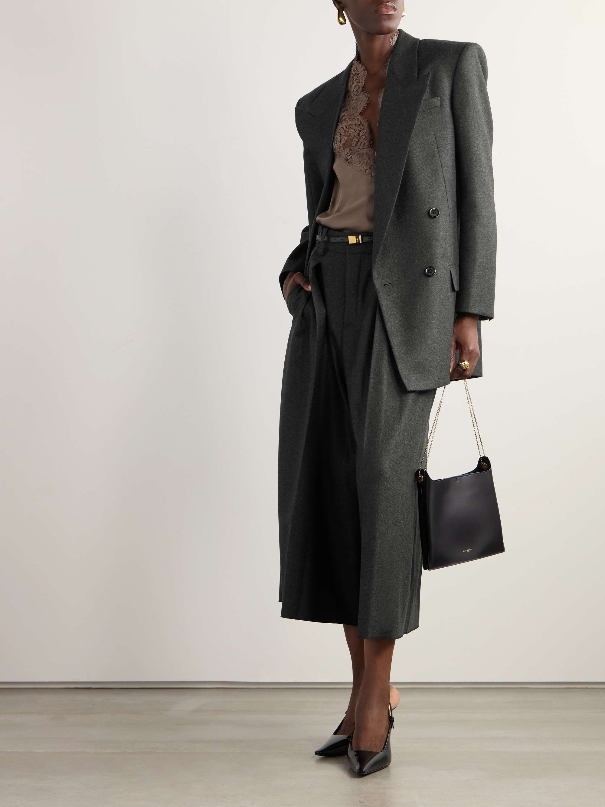 Double-breasted cashmere-twill blazer view