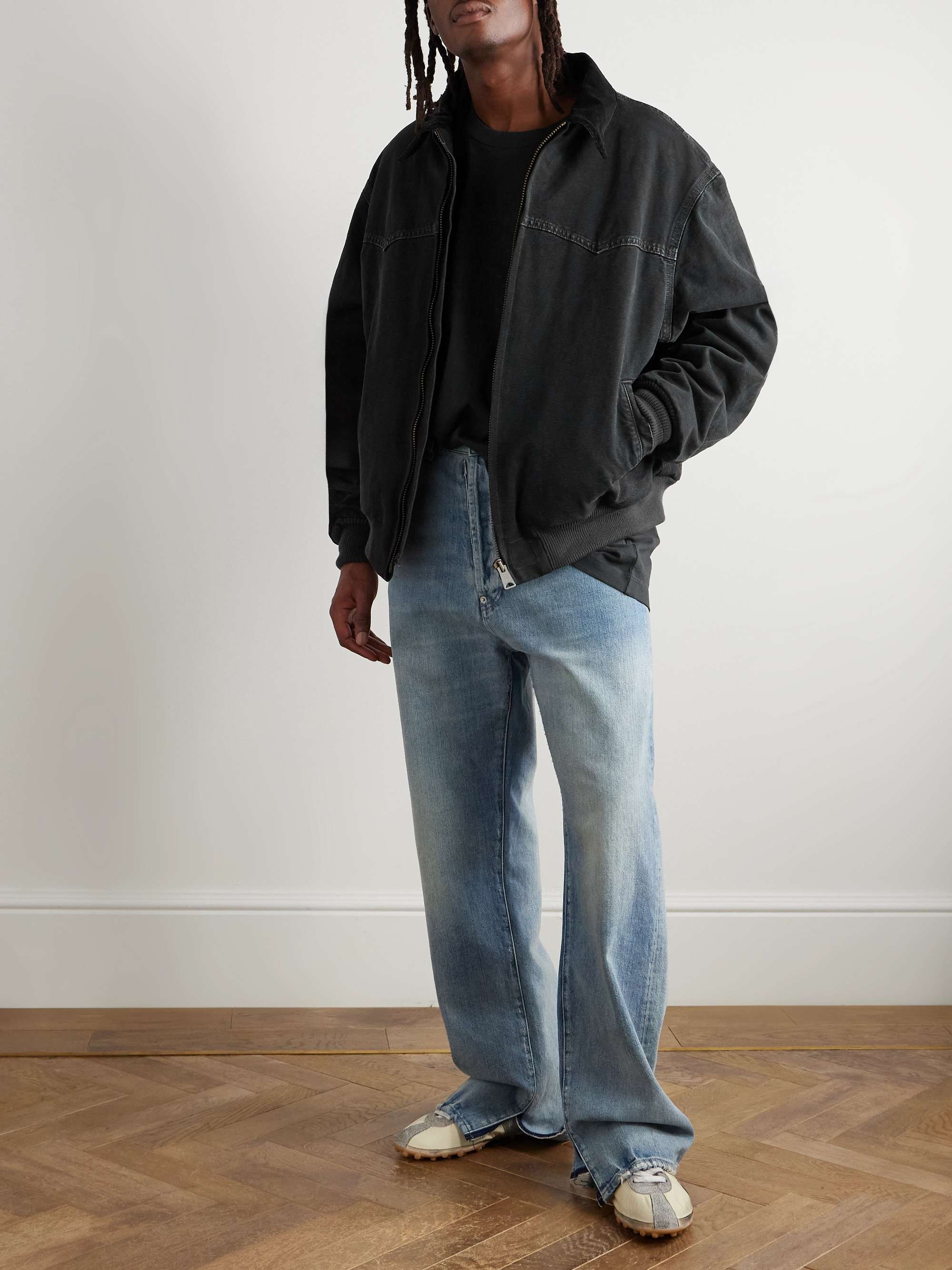 Velvet-Trimmed Padded Cotton-Canvas Jacket view