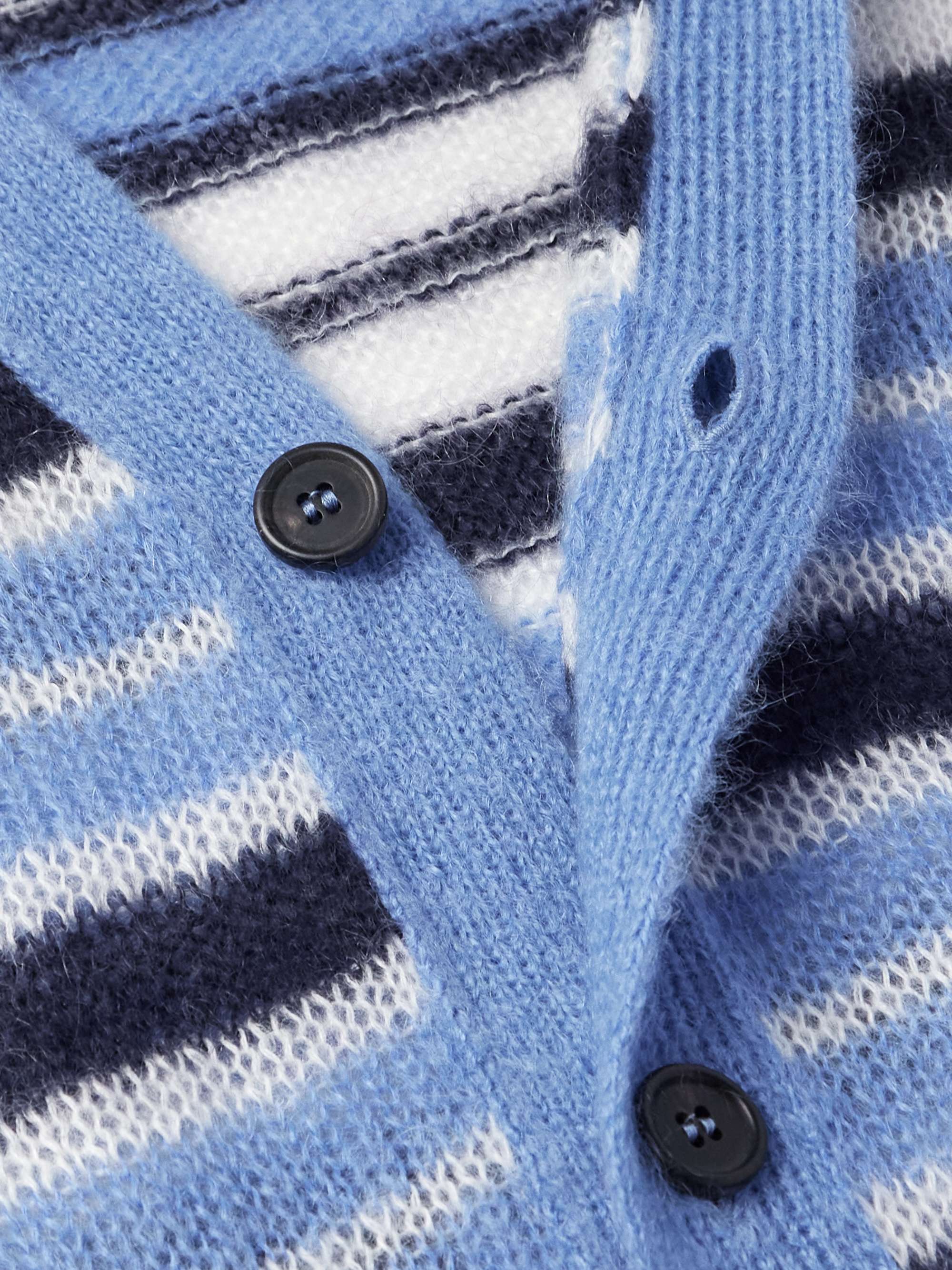 Logo-Embroidered Striped Mohair-Blend Cardigan view