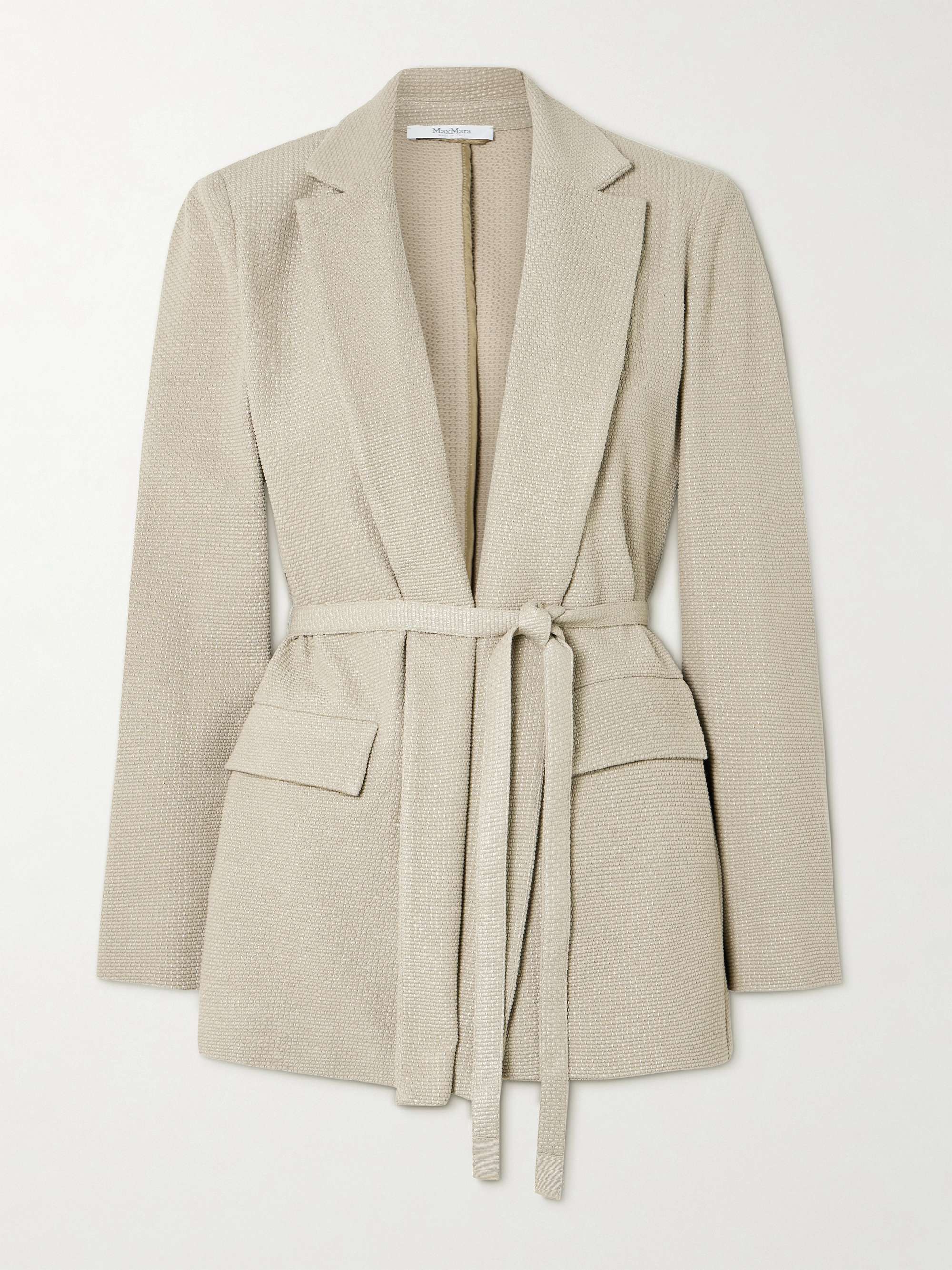Uberta belted jacquard-knit metallic cotton-blend blazer view