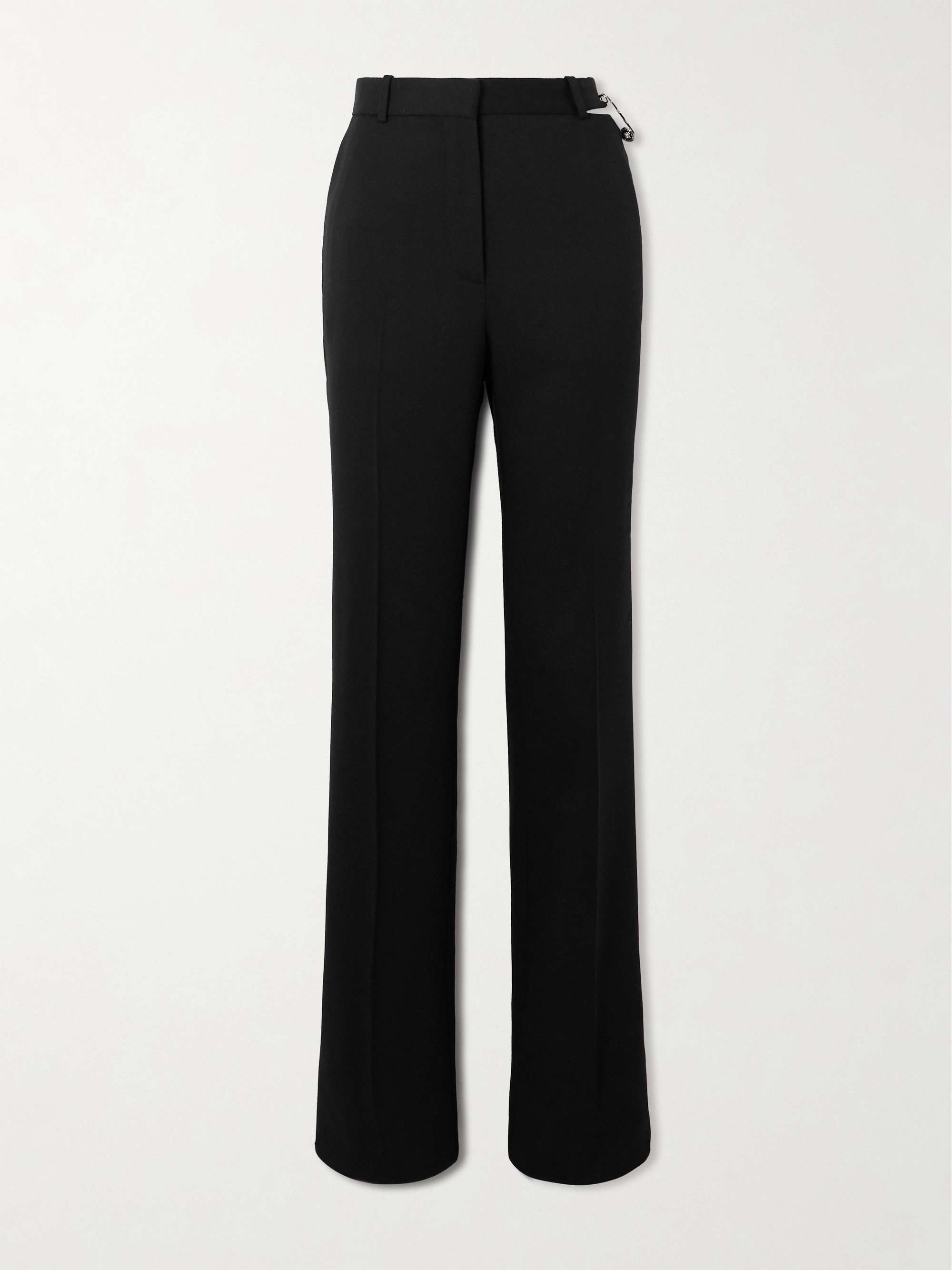 Embellished cutout wool-blend slim-leg pants view