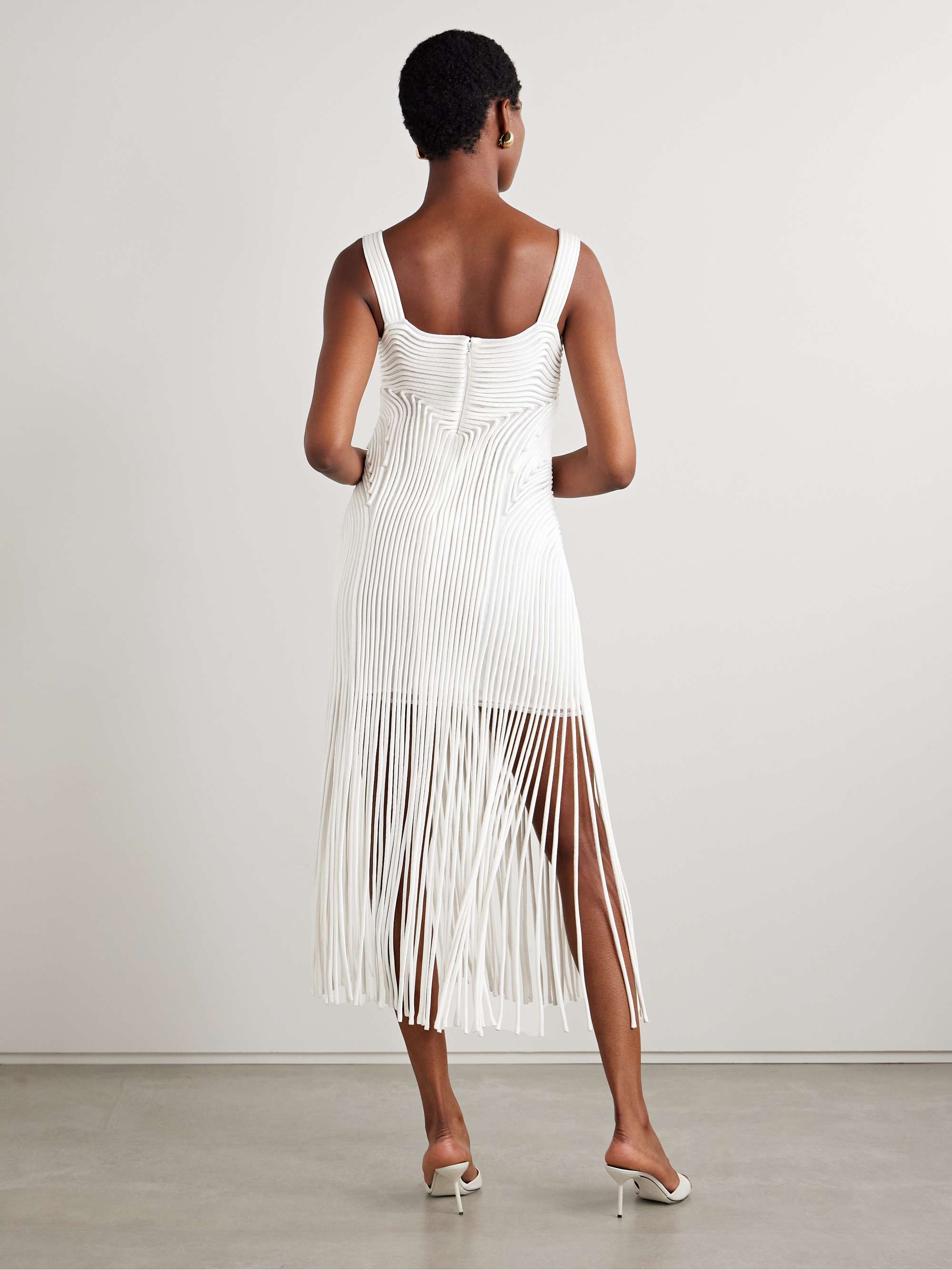 Darby fringed appliquéd tulle midi dress view