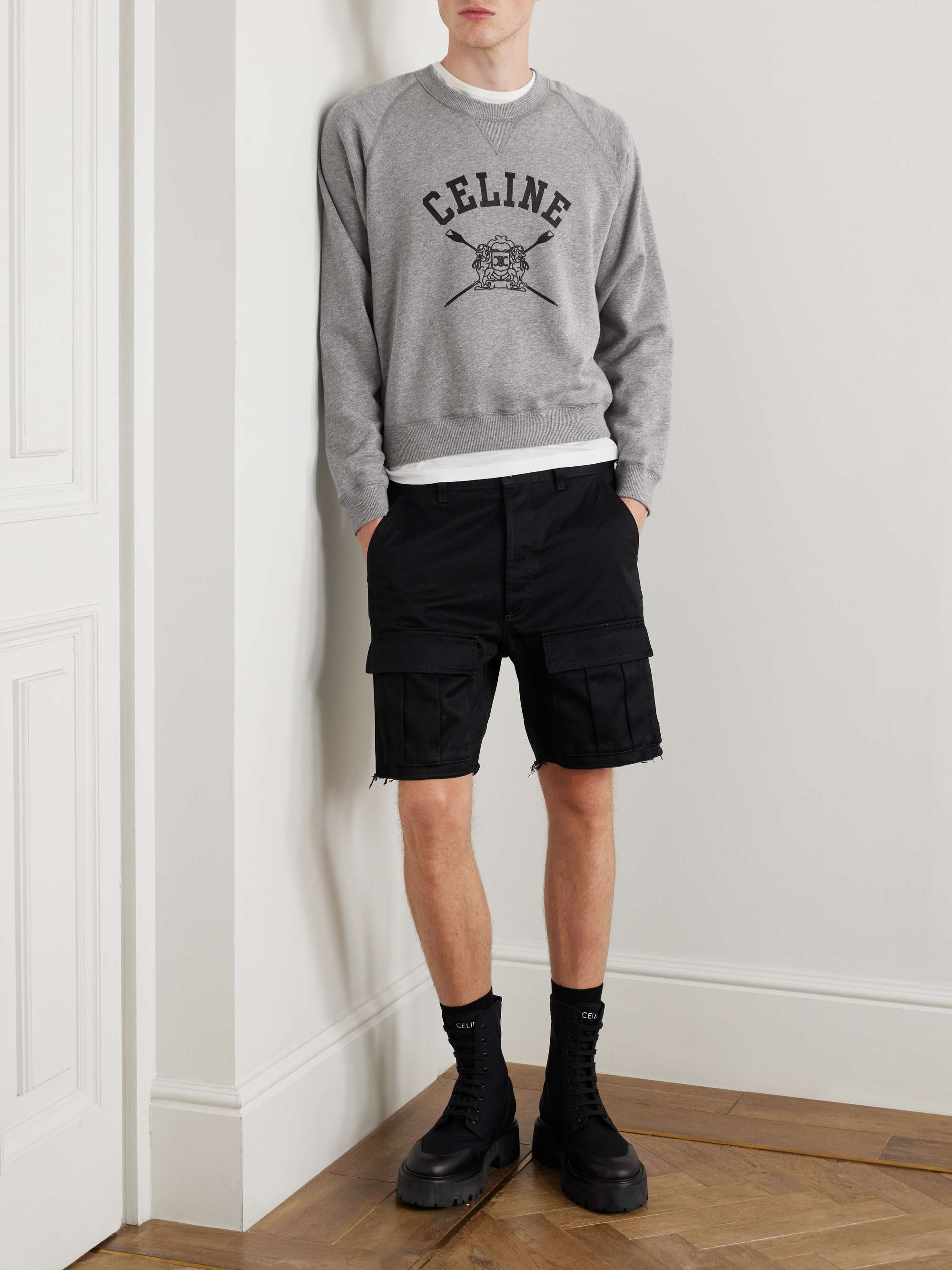 Cropped Logo-Print Cotton-Jersey Sweatshirt view