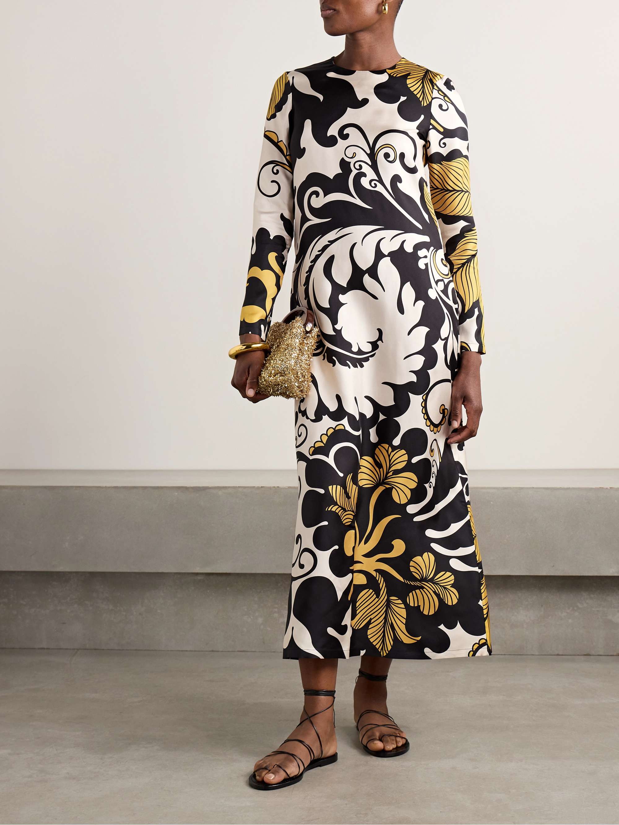Swing printed silk-twill midi dress view