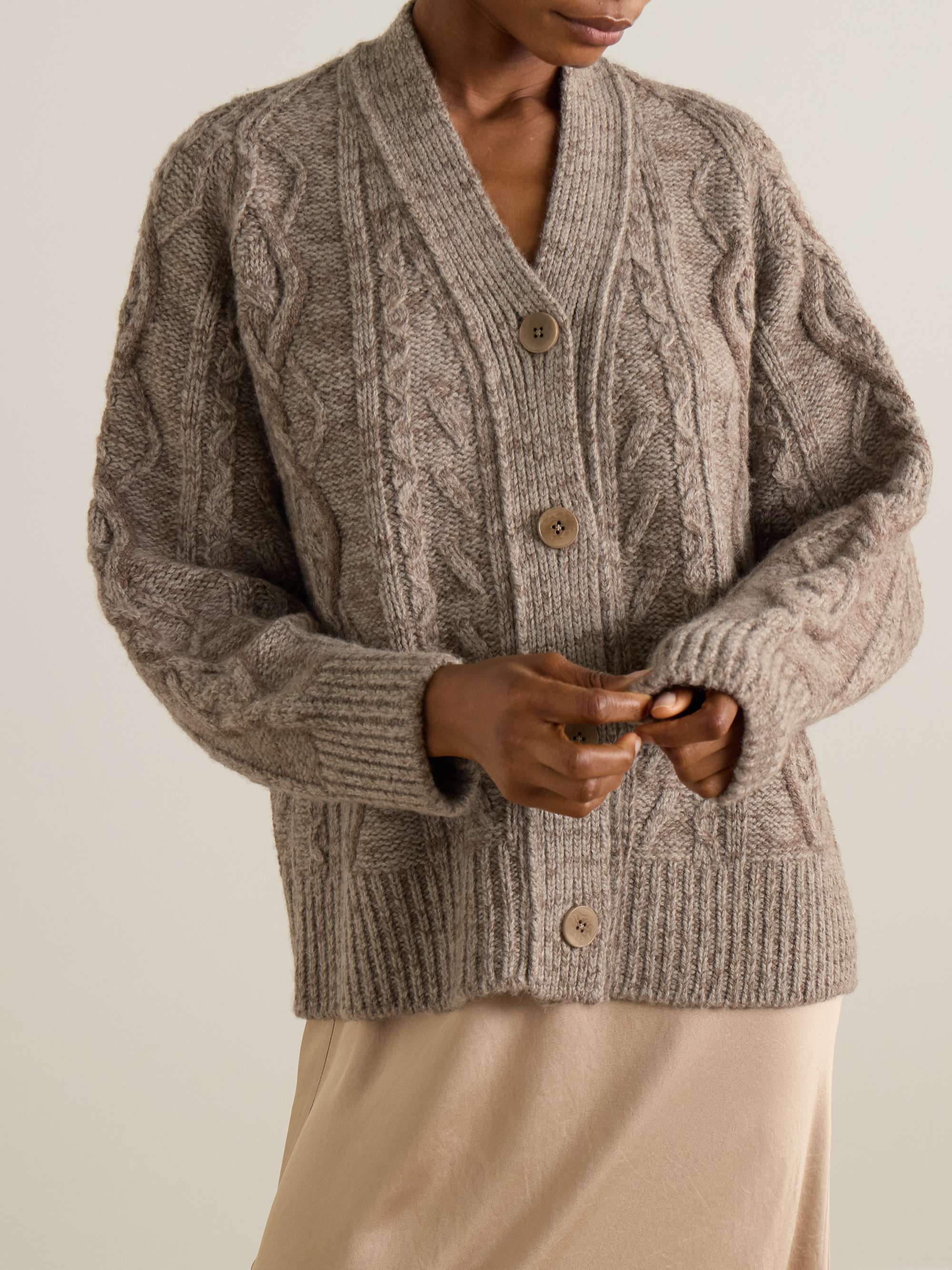 Cable-knit wool cardigan view