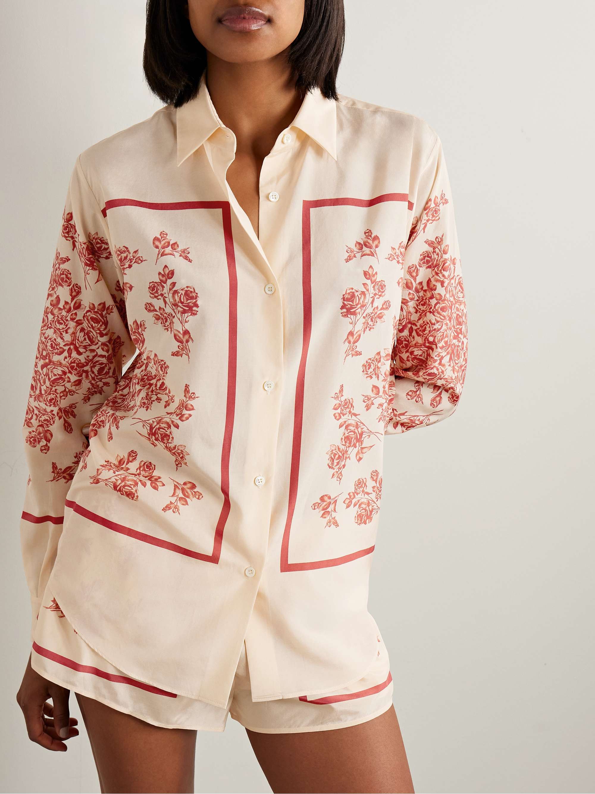 Printed silk and cotton-blend shirt view