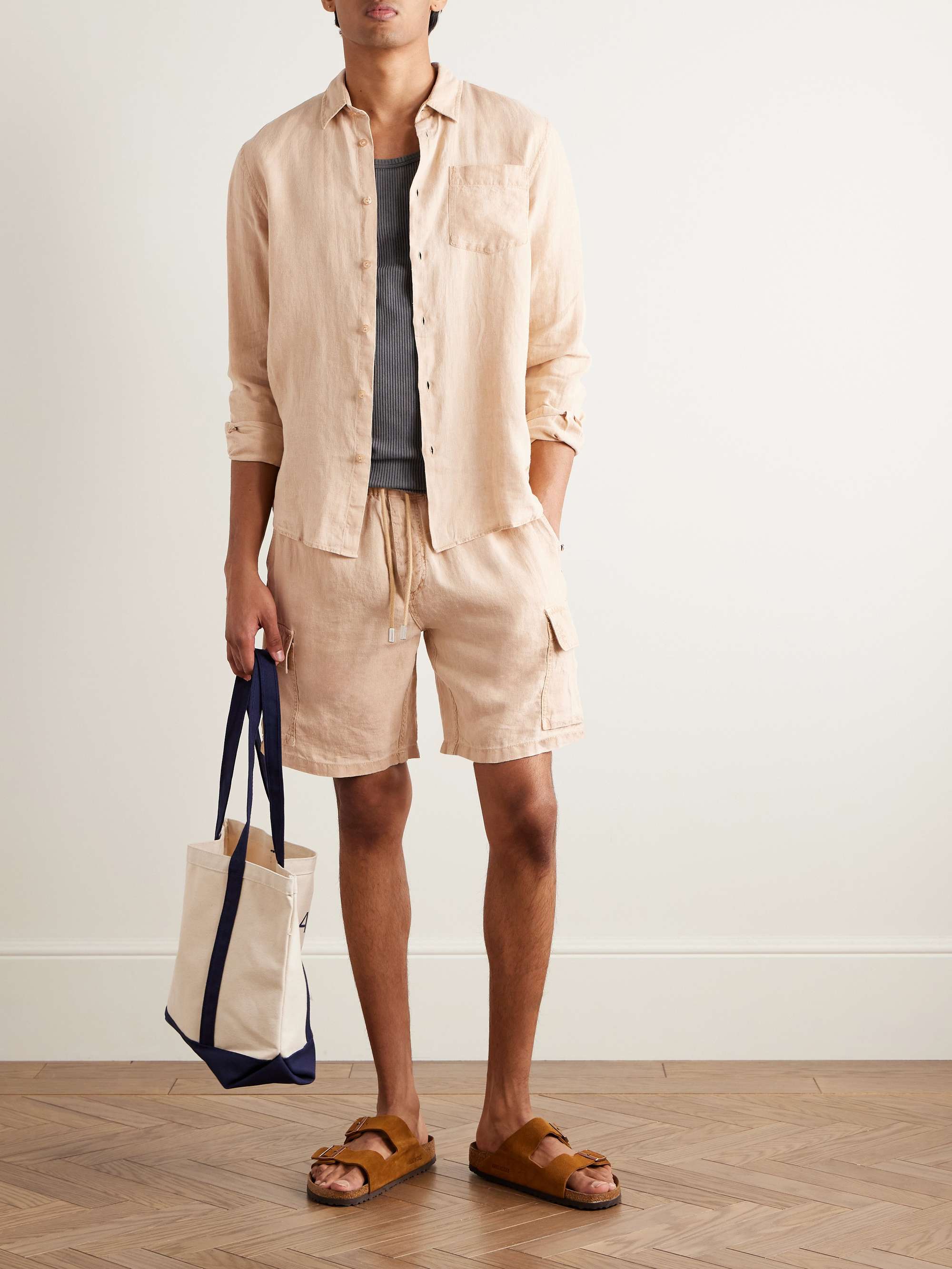 Baie Straight-Leg Linen Drawstring Cargo Shorts view