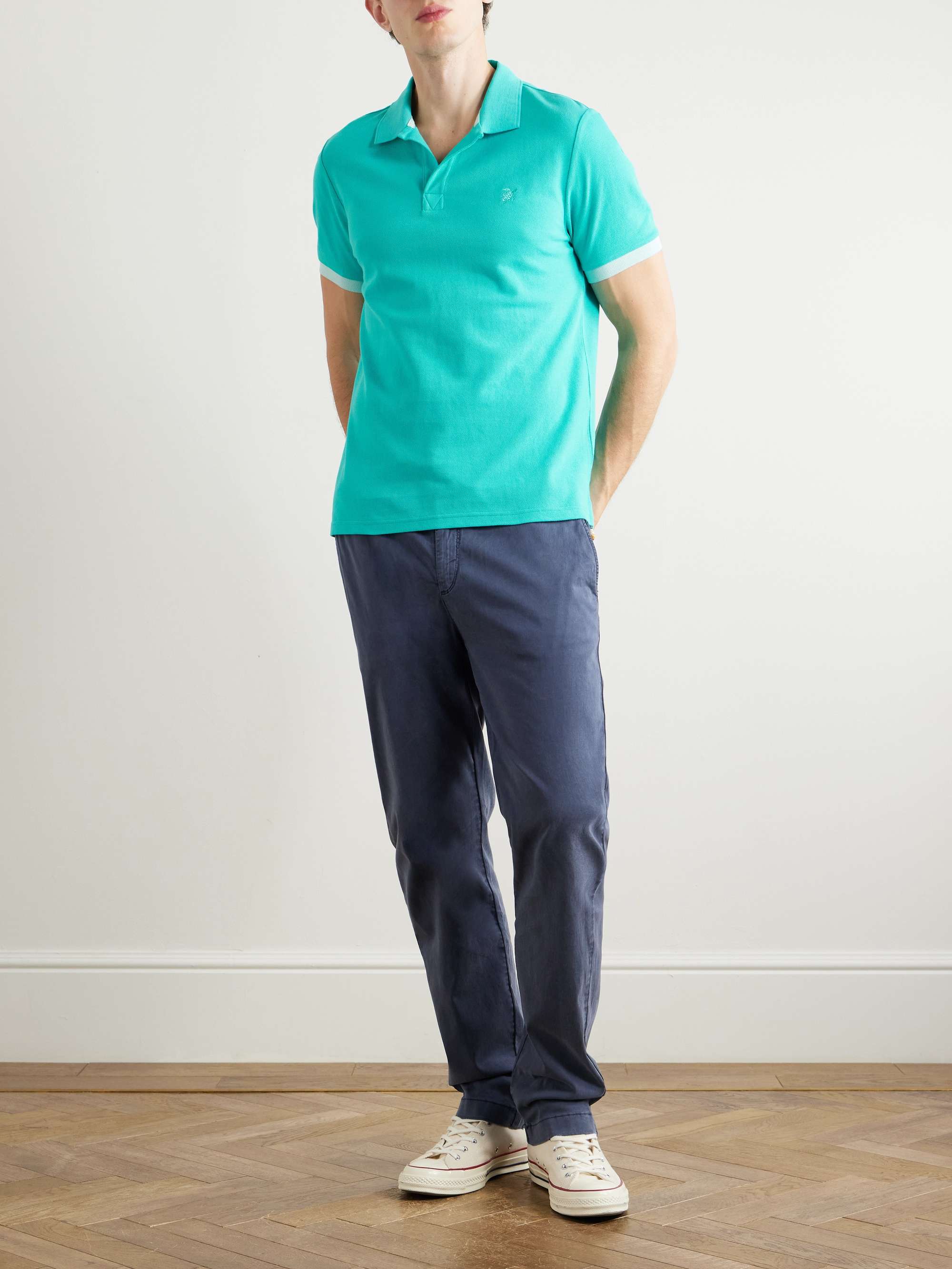 Slim-Fit Logo-Embroidered Organic Cotton-Piqué Polo Shirt view