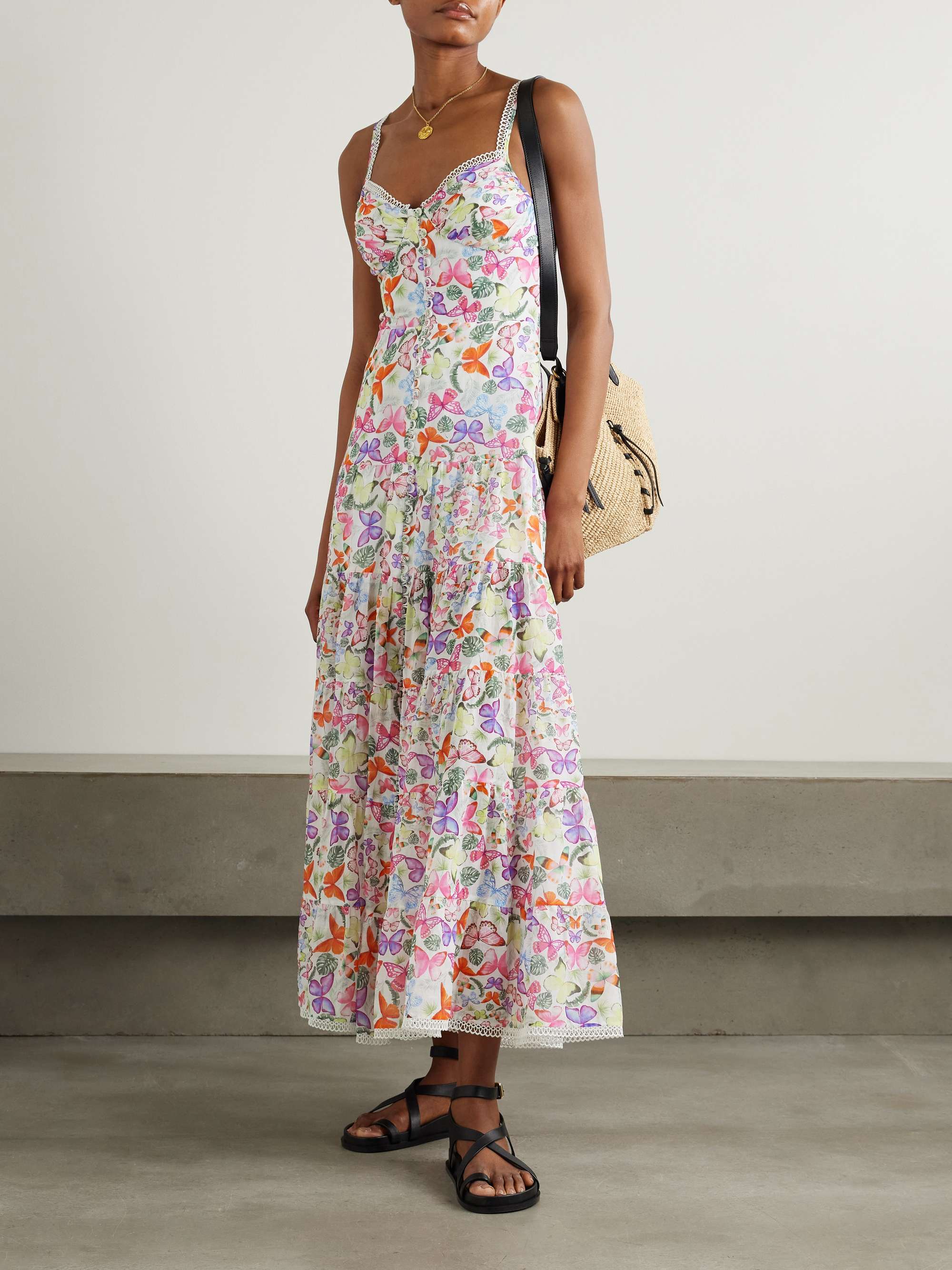Melia tiered printed cotton-blend voile maxi dress view