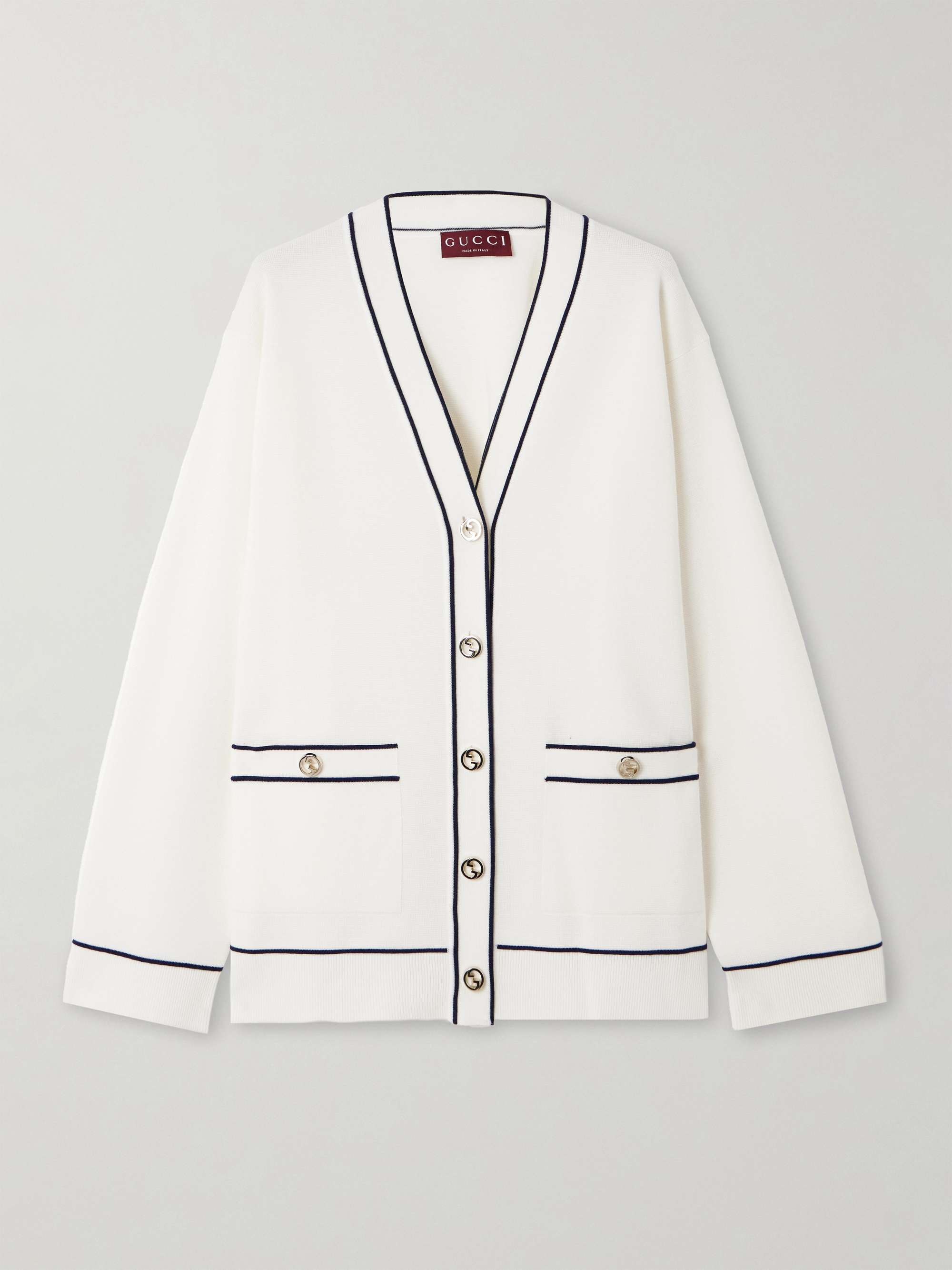 Piped wool cardigan view