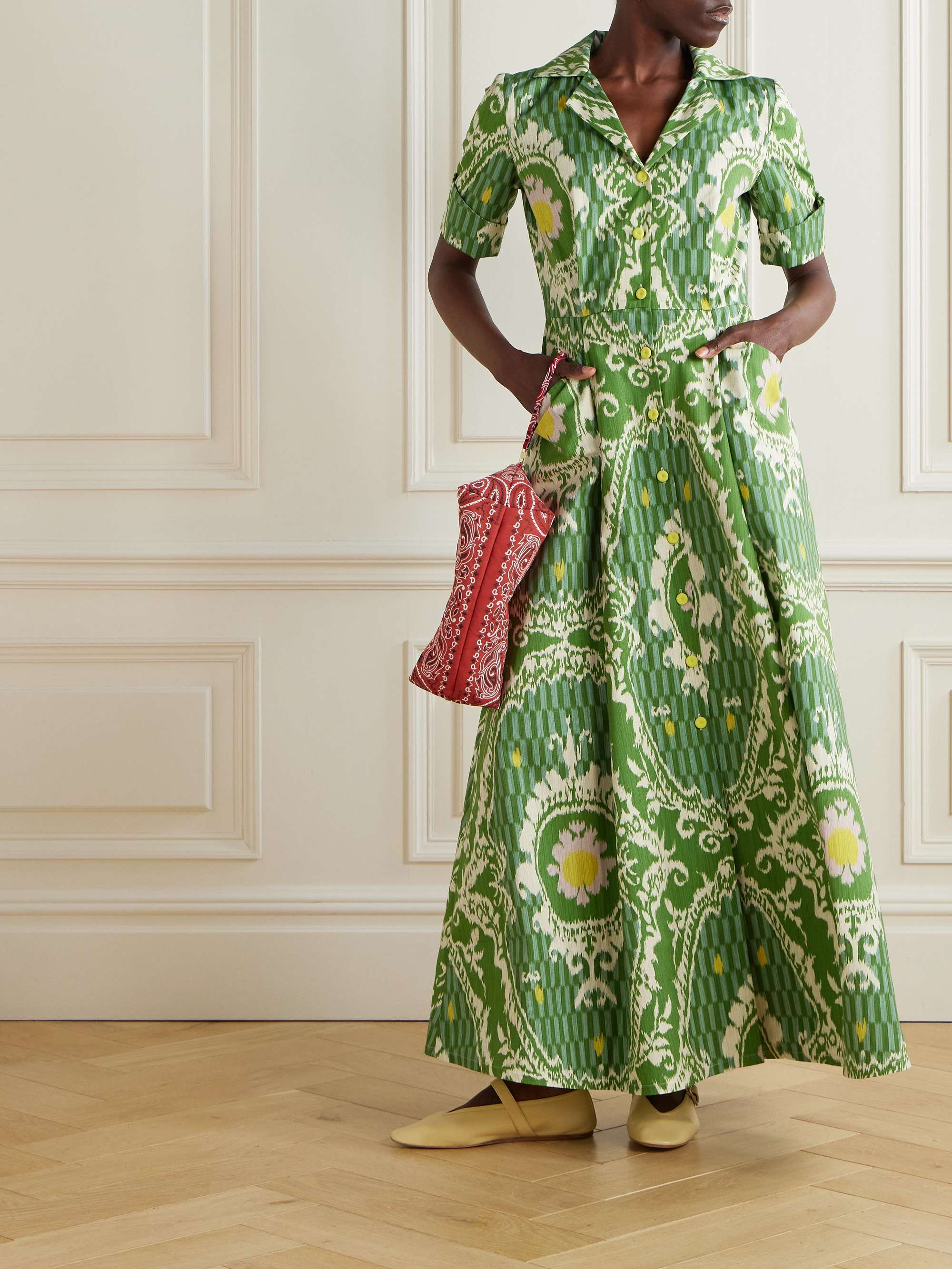 Maria printed organic cotton maxi shirt dress view