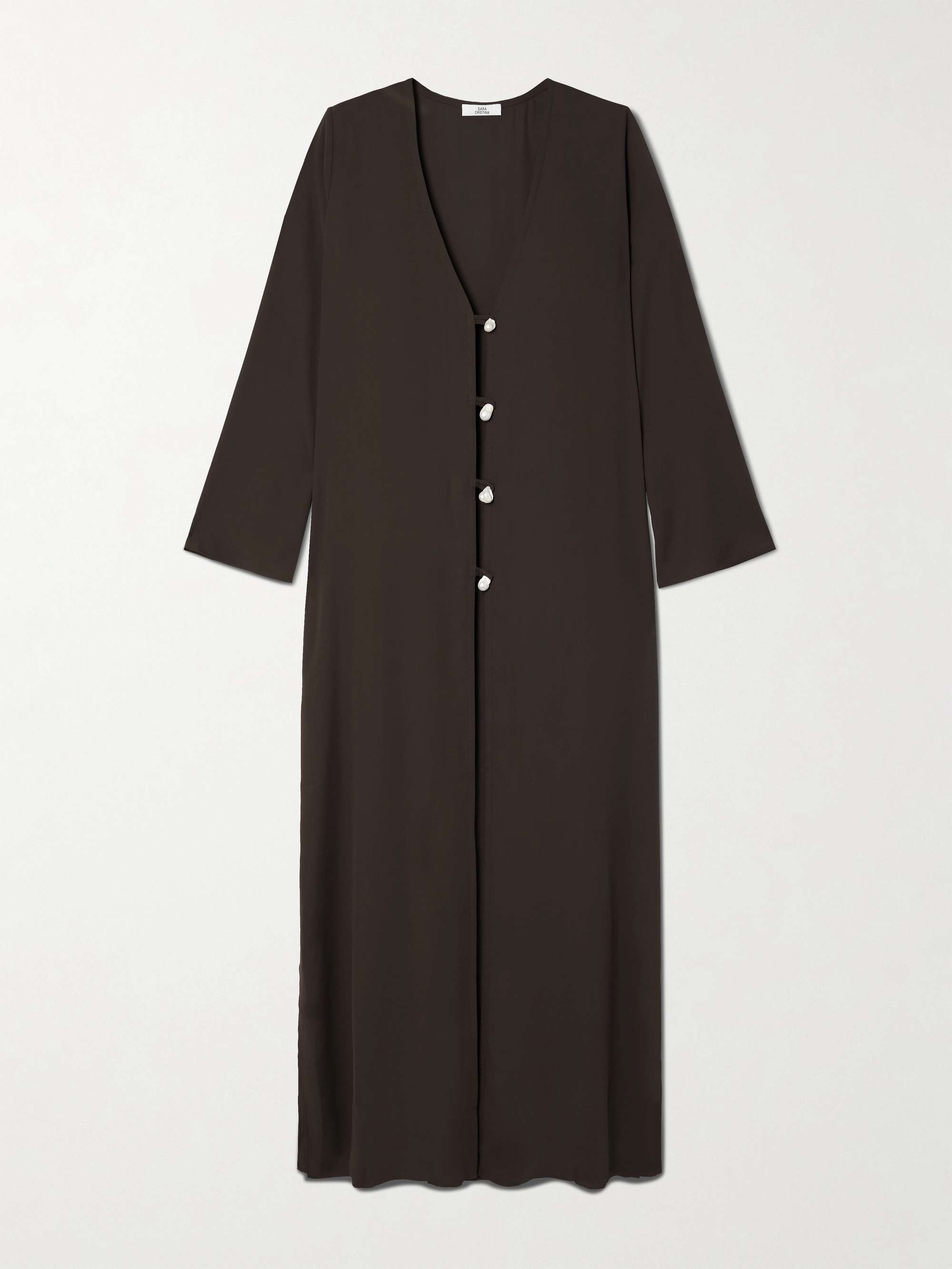 Pearl-embellished recycled silk-georgette coverup view