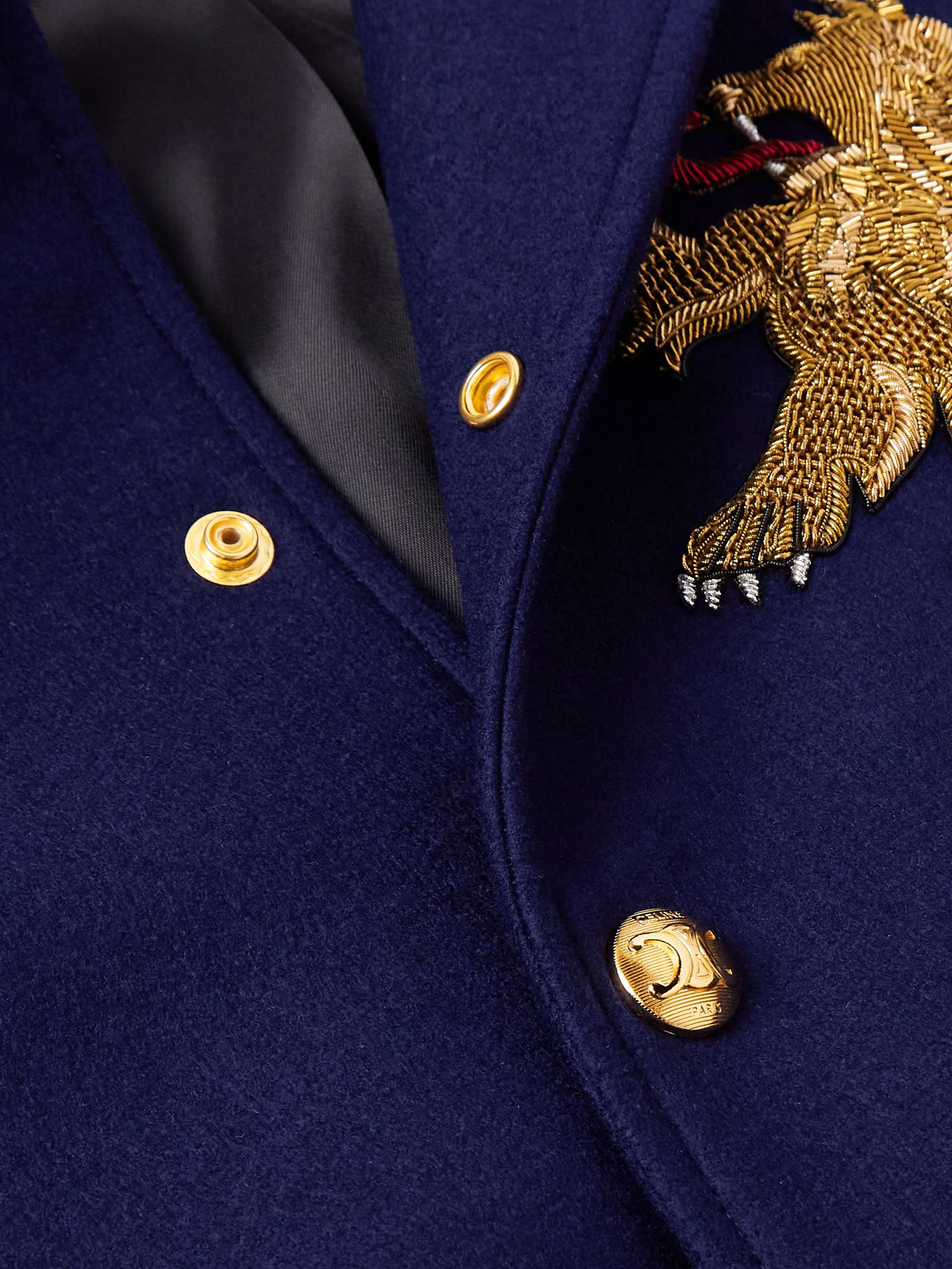 Teddy Embellished Wool-Flannel Bomber Jacket view
