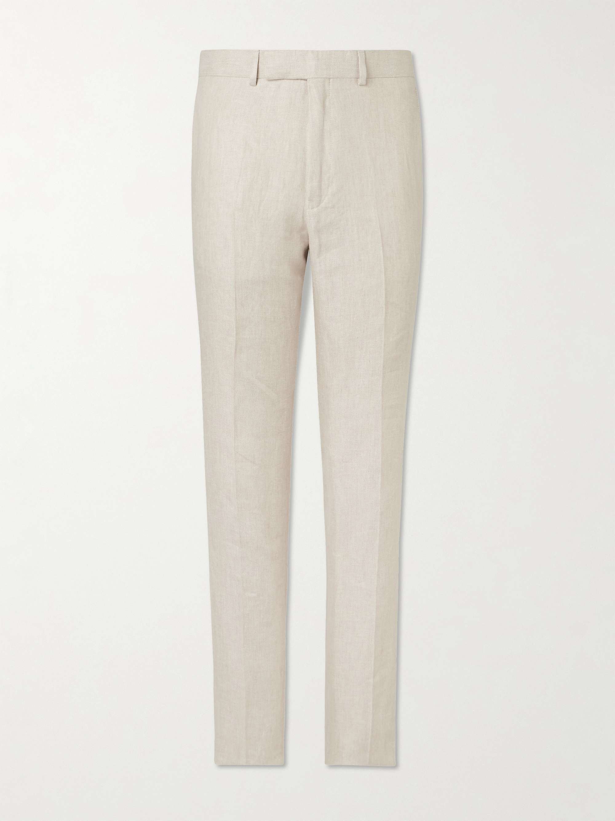 Slim-Fit Straight-Leg Linen Suit Trousers view