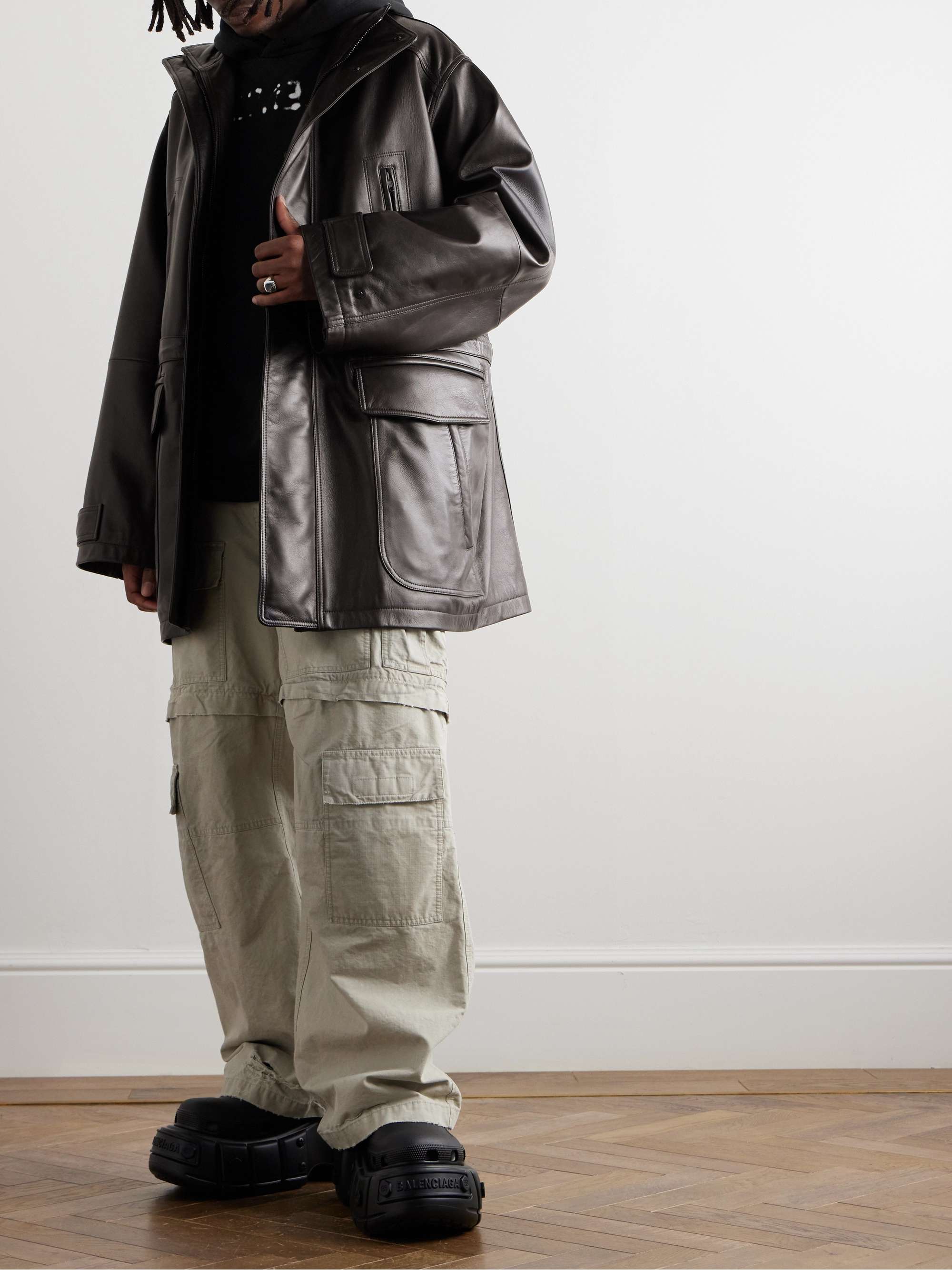 Oversized Padded Leather Jacket view