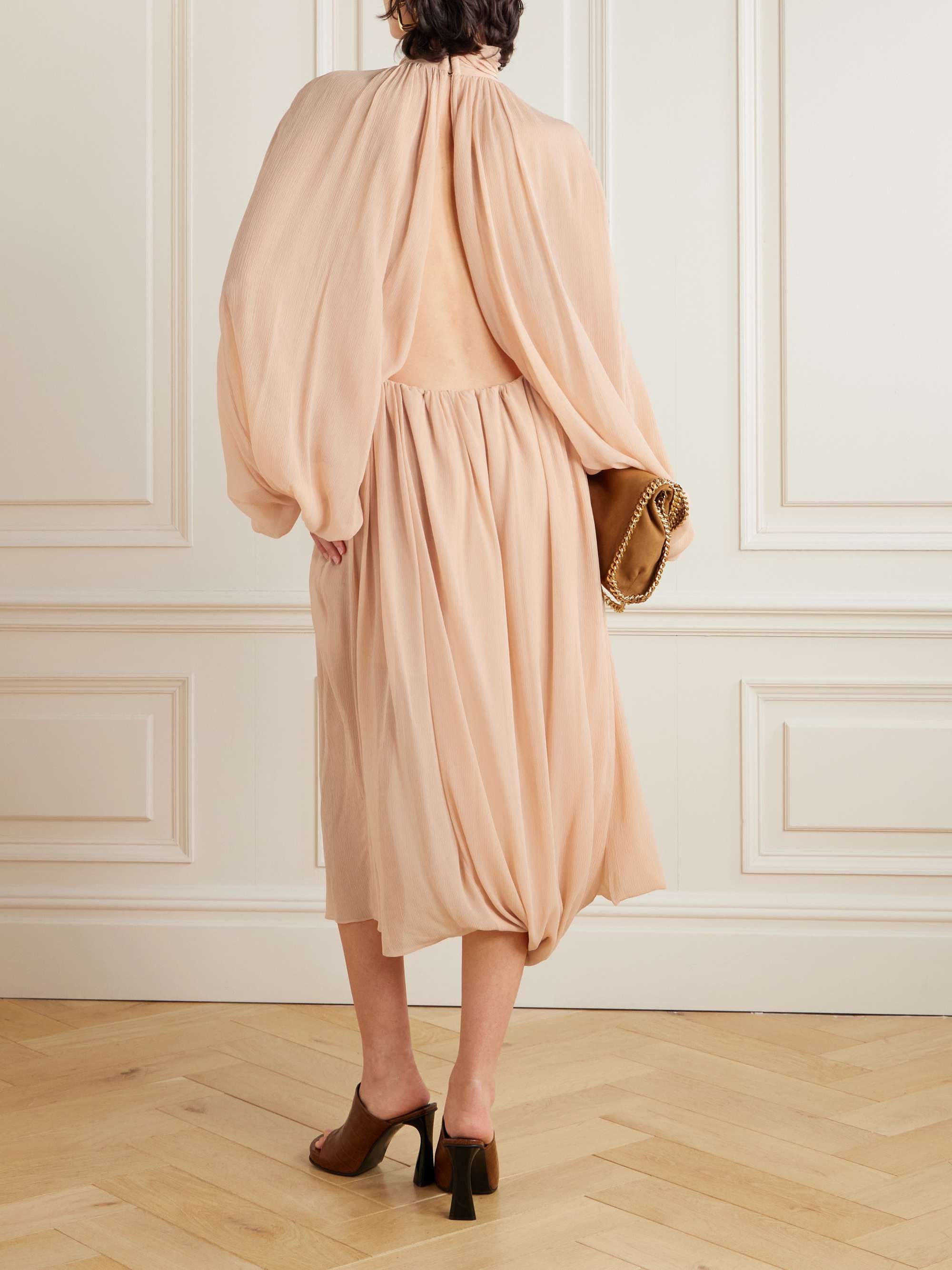 Open-back silk-crepon midi dress view