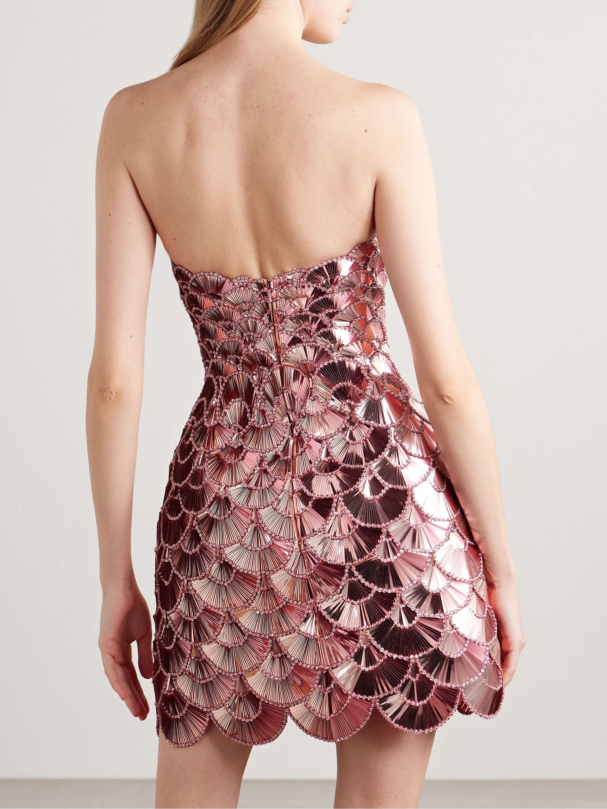 Strapless embellished tulle mini dress view