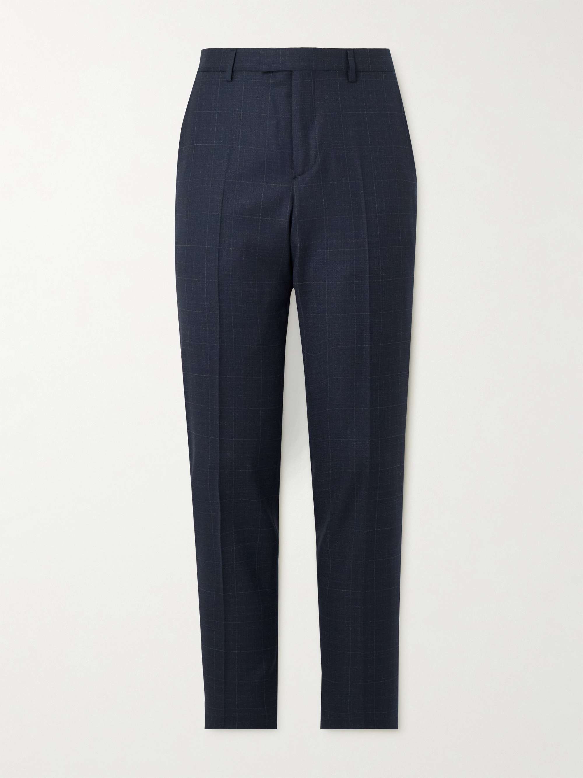 Straight-Leg Checked Wool Suit Trousers view
