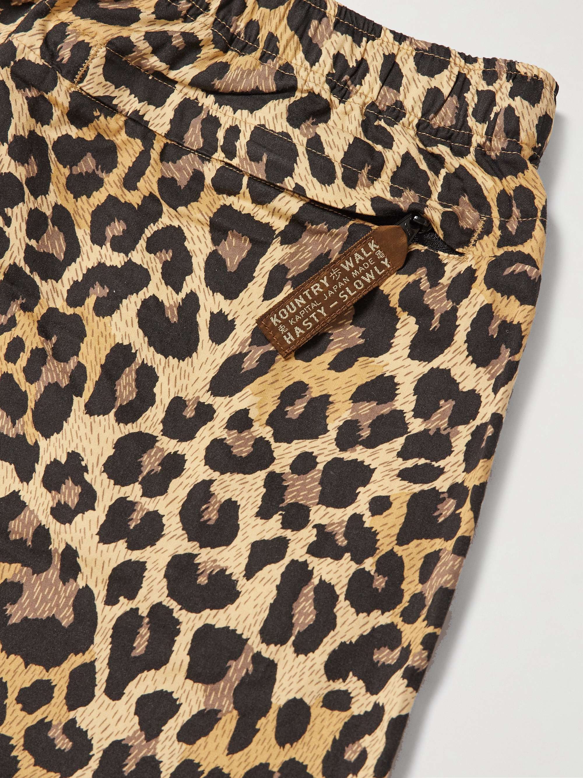Wide-Leg Belted Leopard-Print Cotton-Gabardine Shorts view