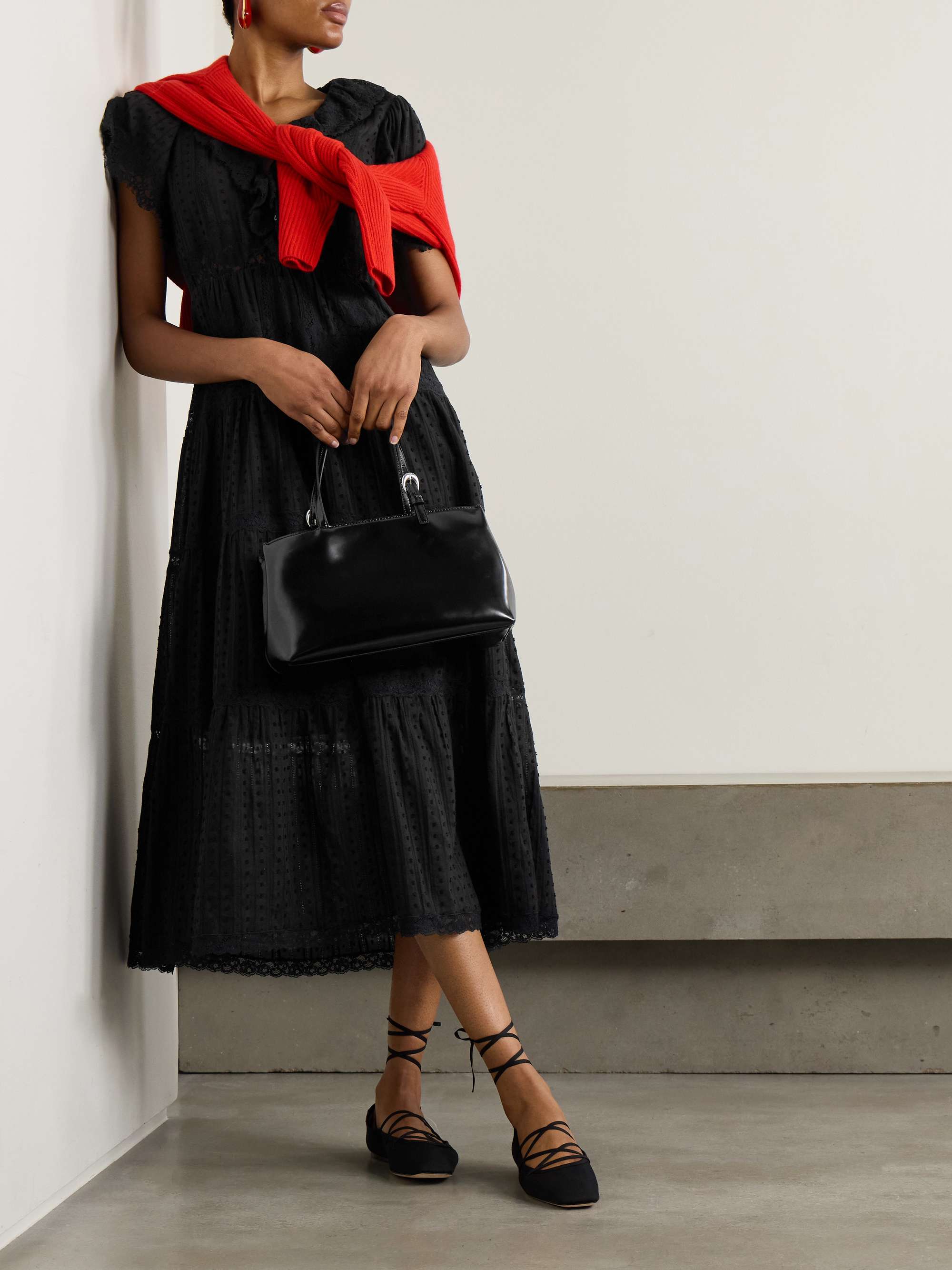 Gabriella ruffled tiered lace-trimmed point d'esprit cotton dress view