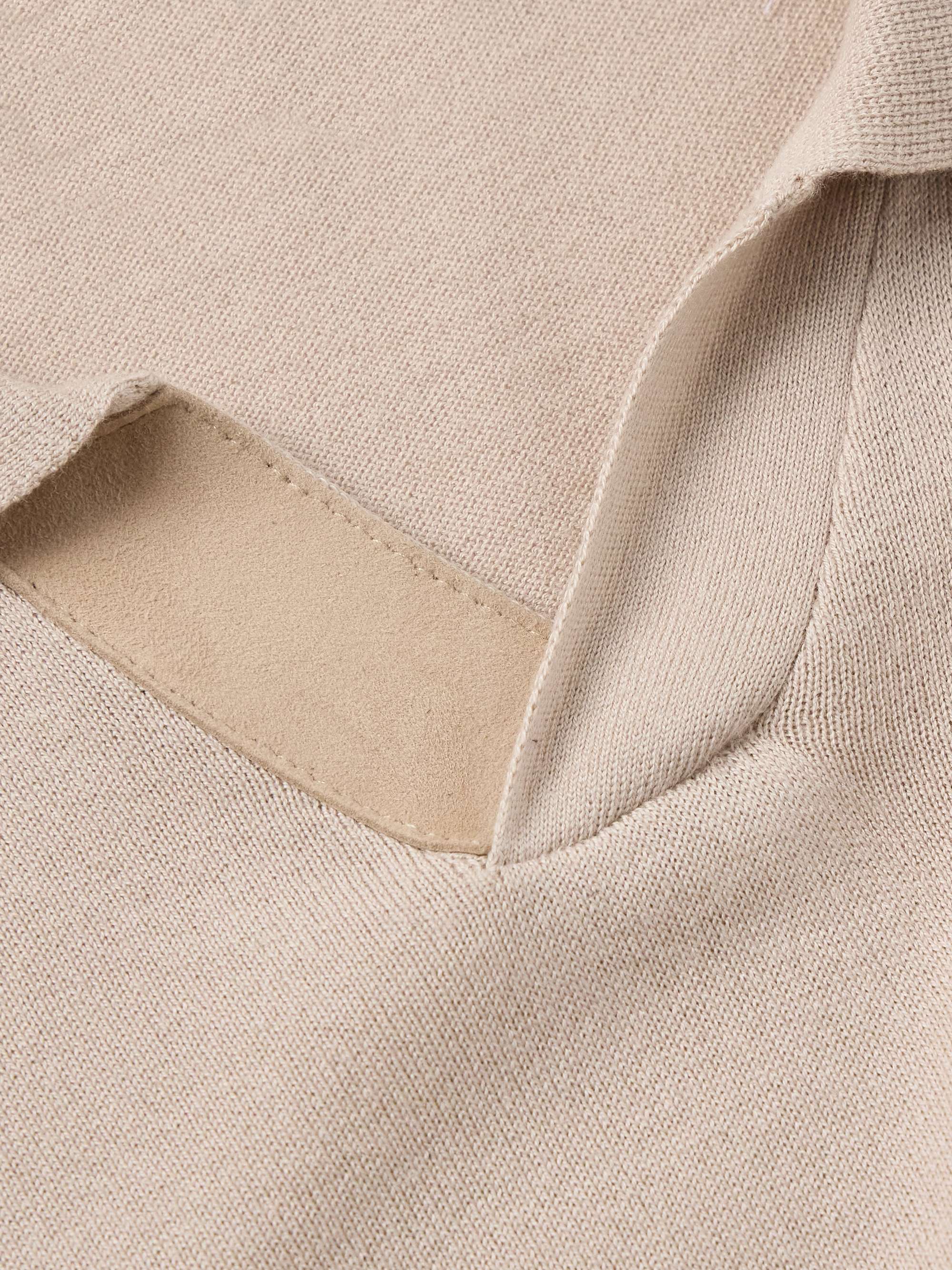 Suede-Trimmed Cotton and Modal-Blend Polo Shirt view