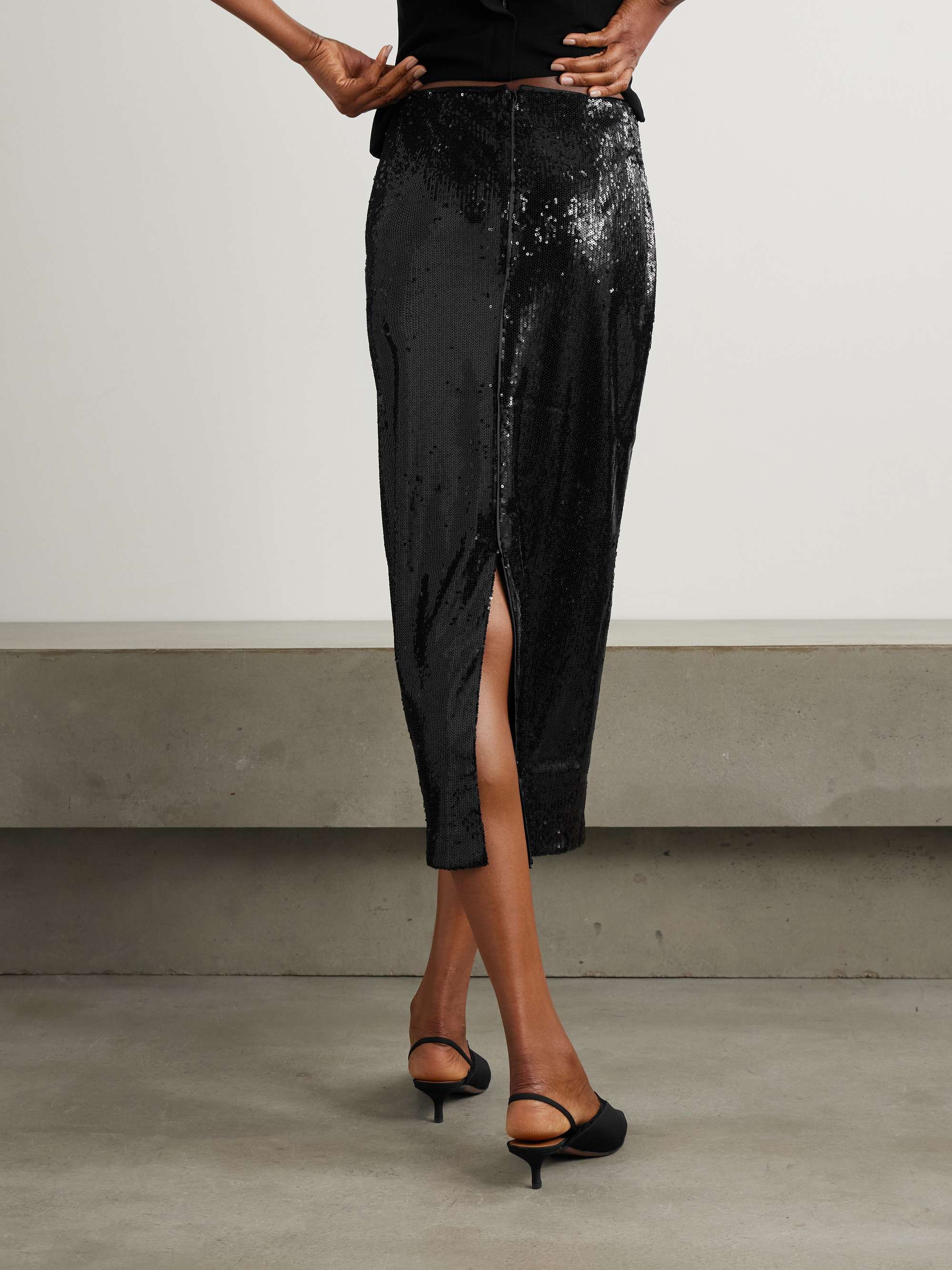 Oona sequined chiffon midi skirt view