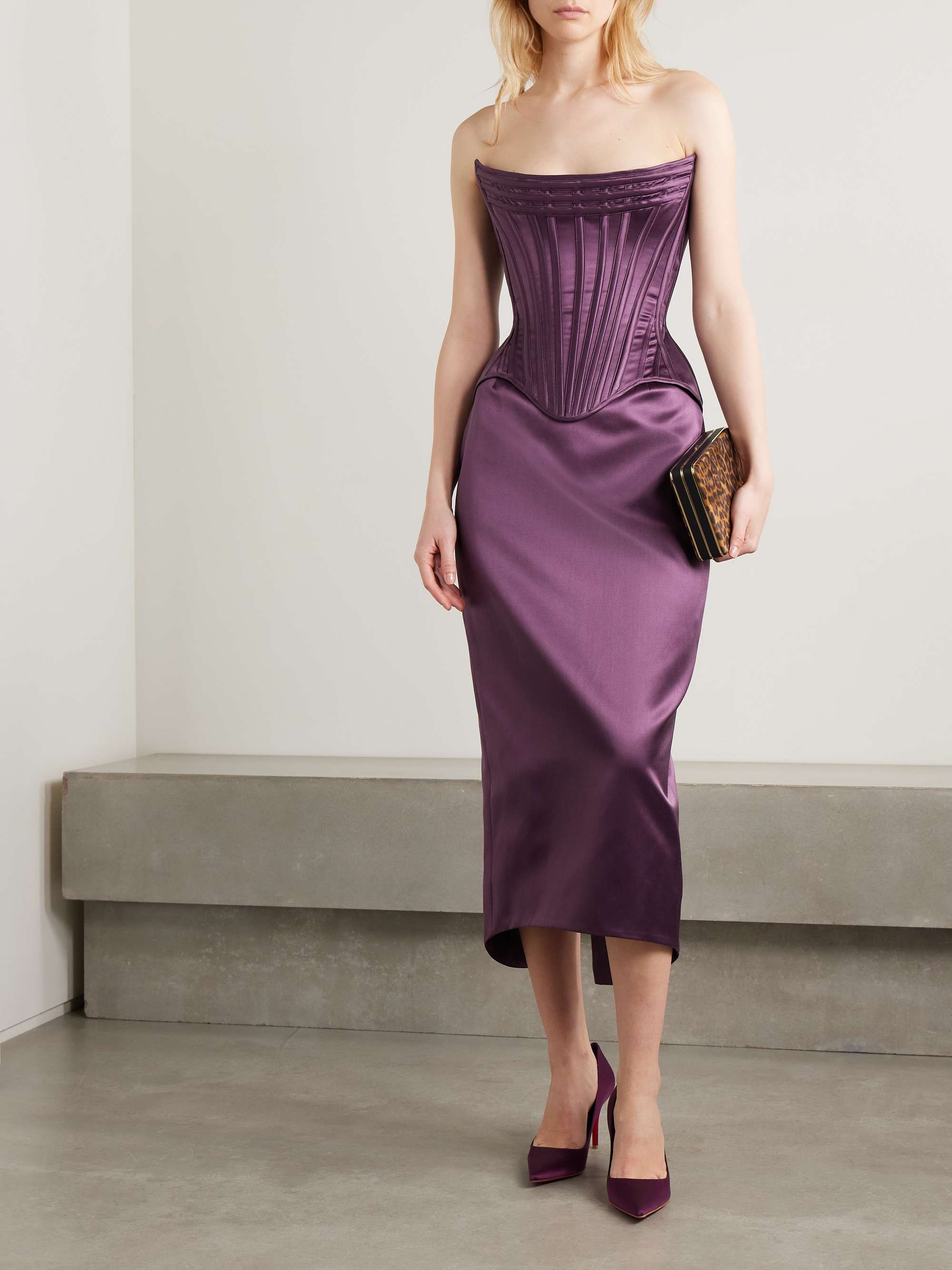 Wasp strapless cotton and silk-blend satin bustier top view