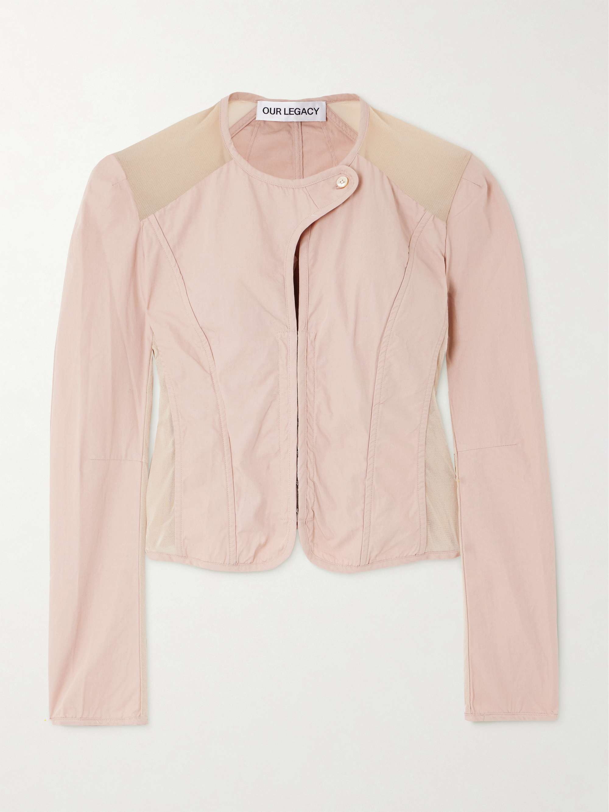 Cropped mesh-trimmed cotton-canvas jacket view