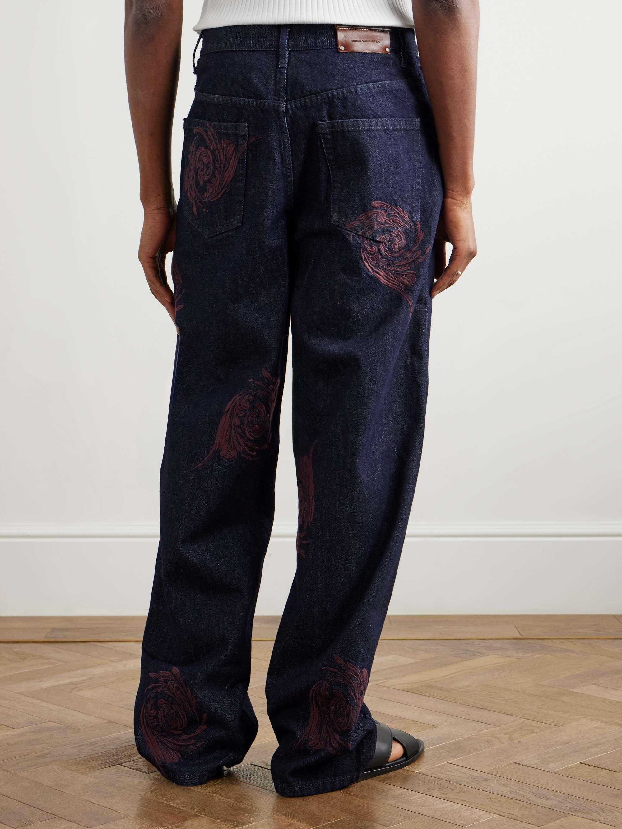 Embroidered Straight-Leg Jeans view