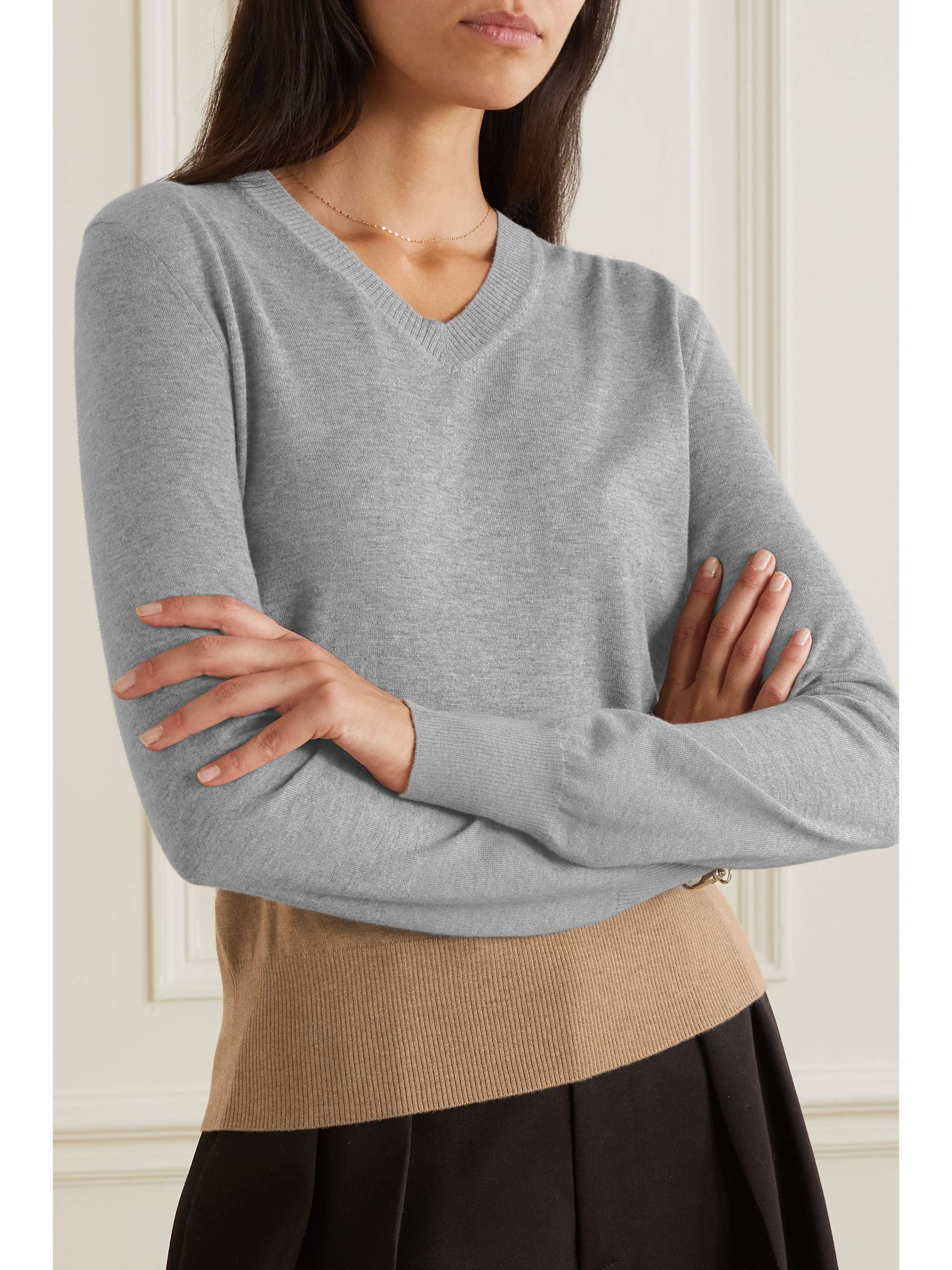 Color-block cashmere sweater view
