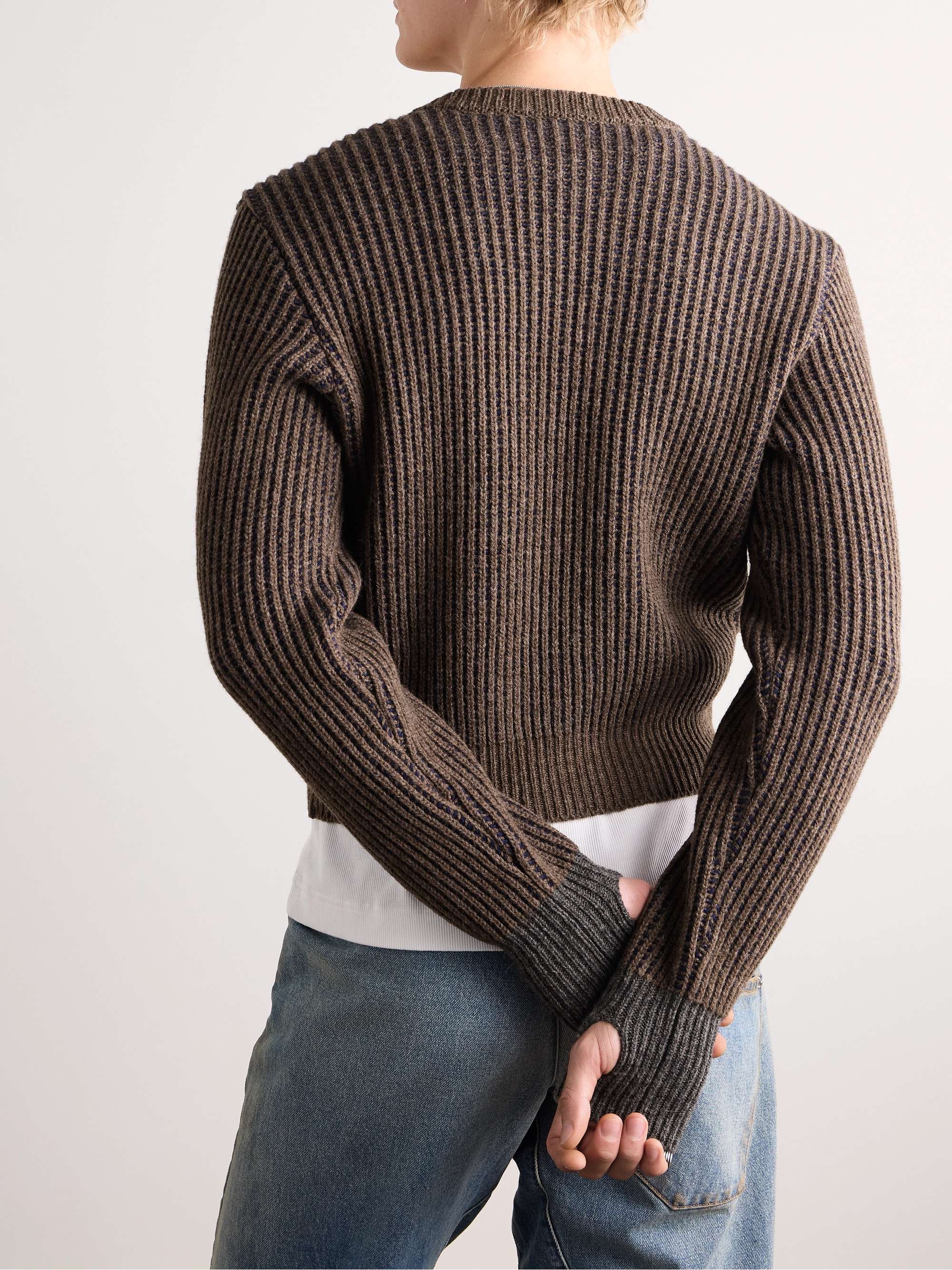 Cropped Ribbed Wool Zip-Up Cardigan view