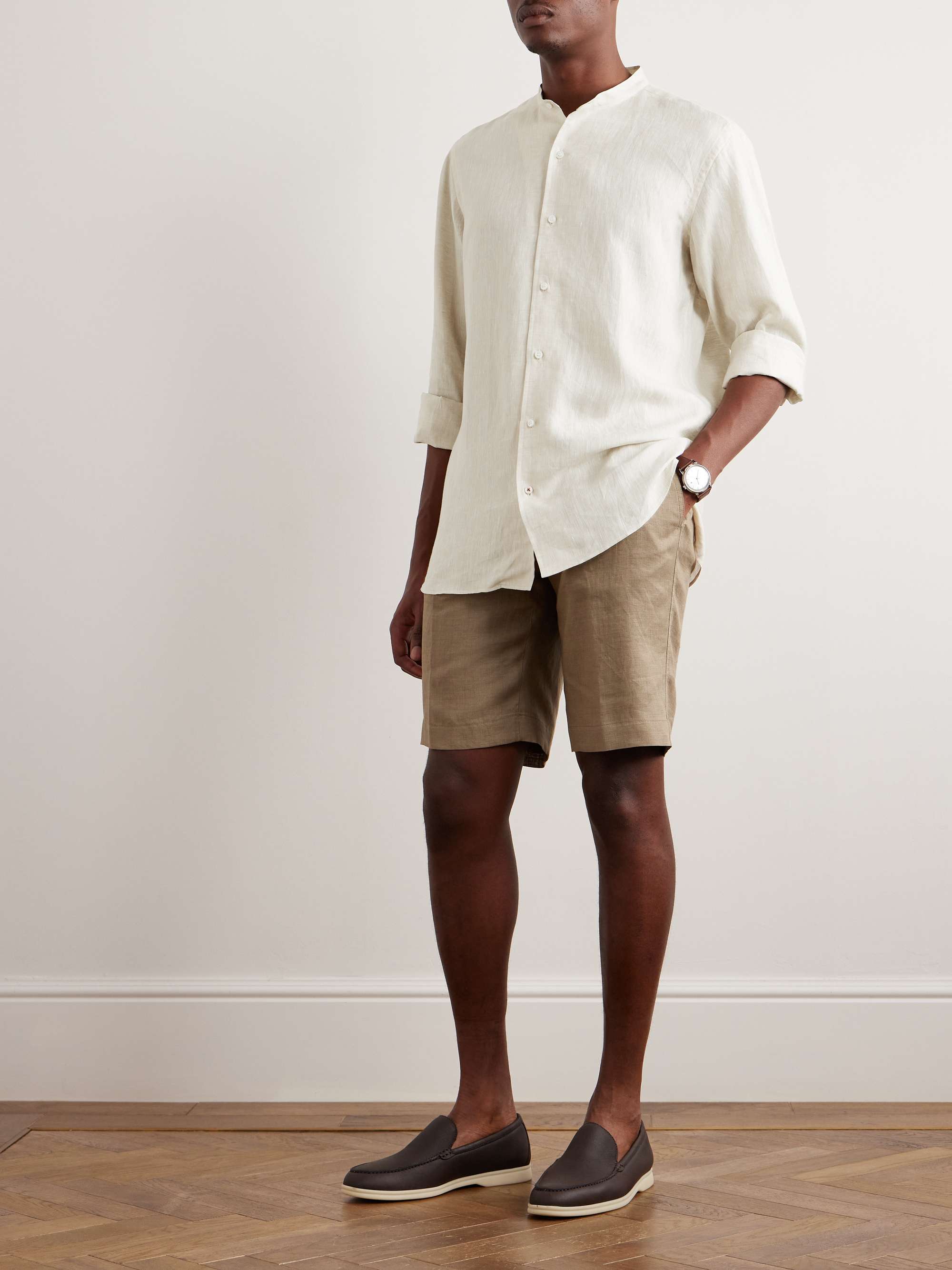Arizona Grandad-Collar Linen Shirt view