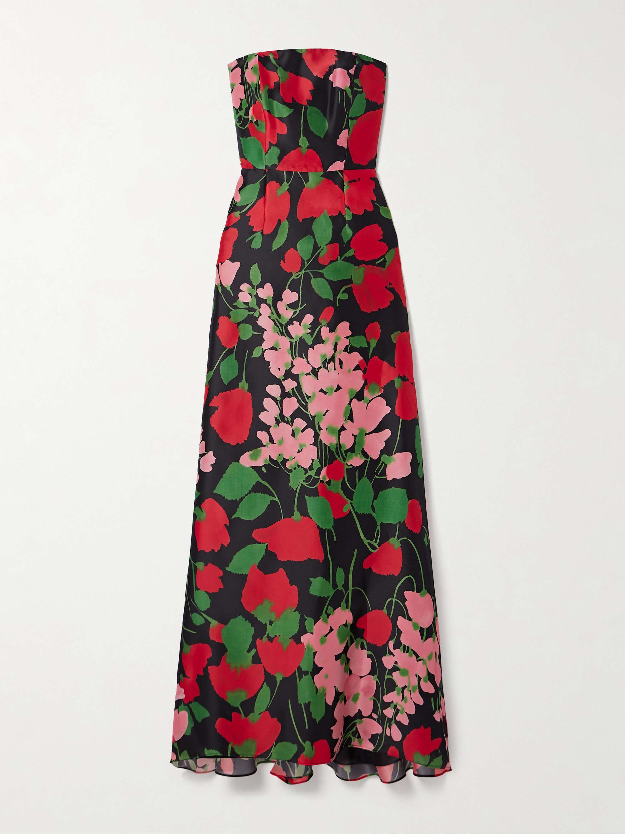 Strapless floral-print silk-gazar gown view