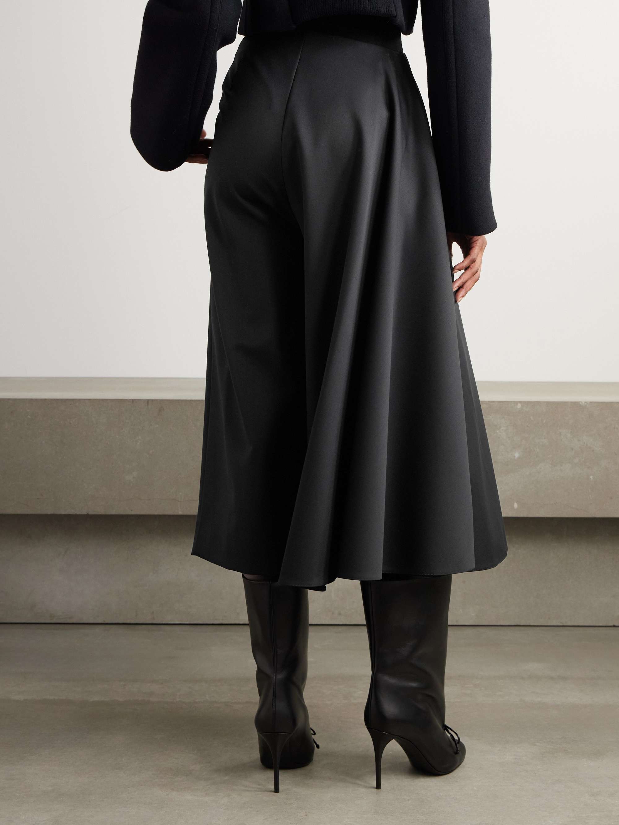 Cropped layered grain de poudre wool-blend straight-leg pants view