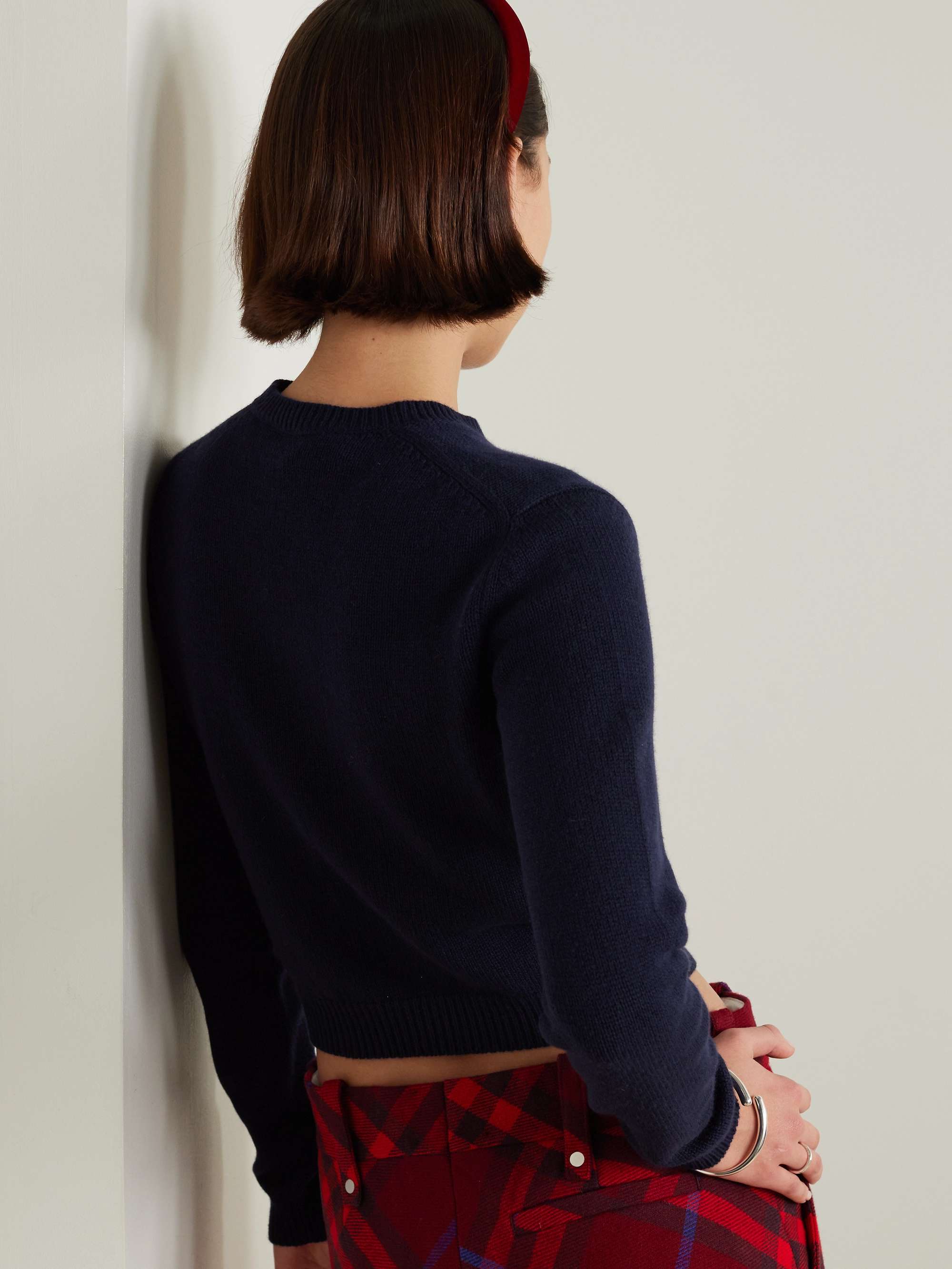 Cropped embroidered wool and cashmere-blend sweater view